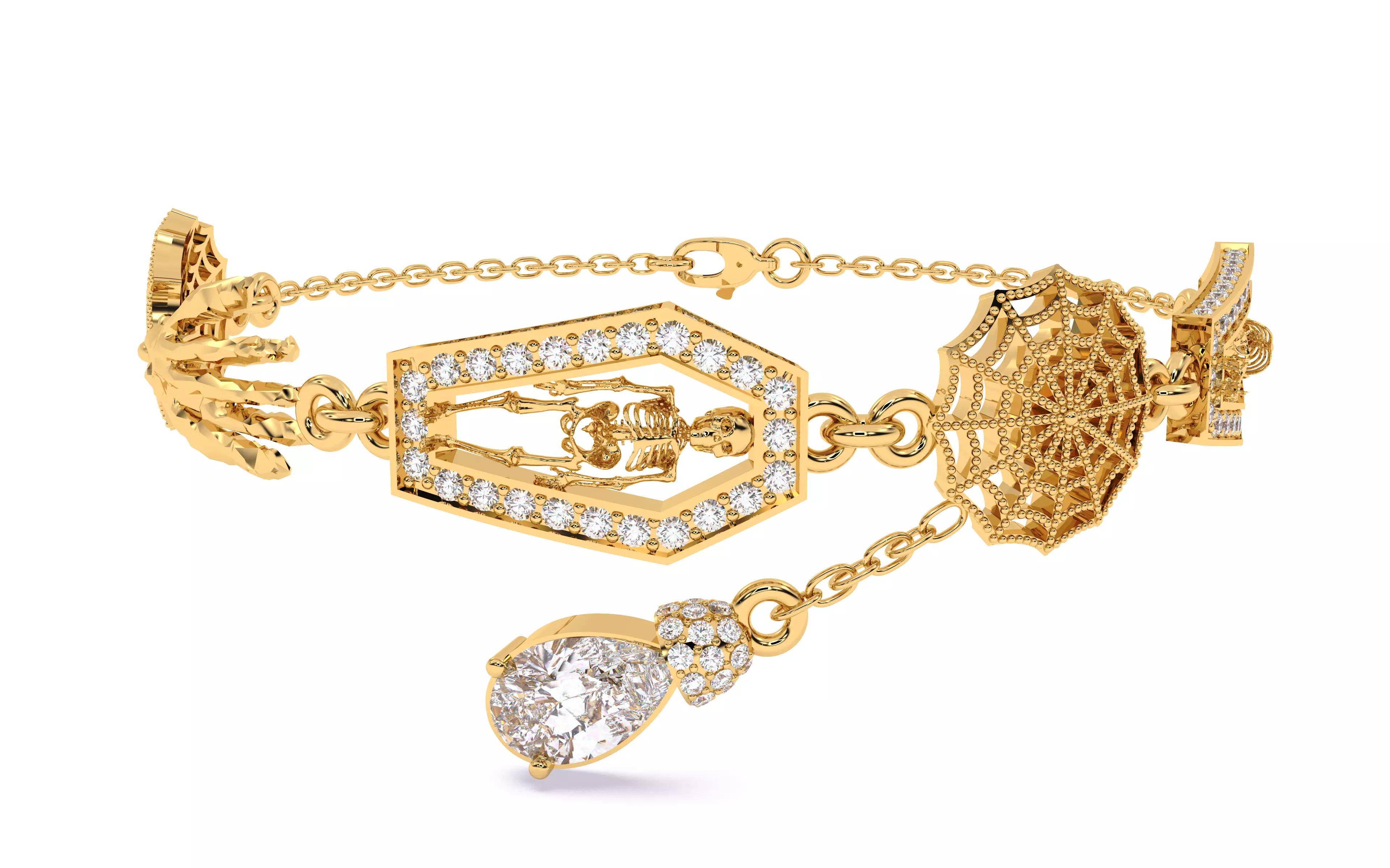 Halloween Skeleton Hand Web  Bracelet 3dm stl renders 3D print model_27