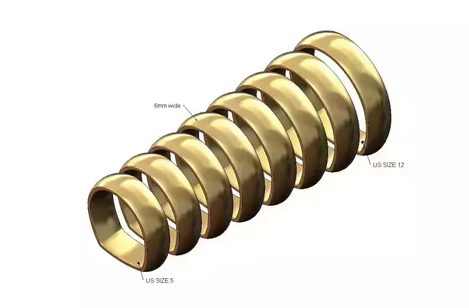 Euro shank 6mm wide comfort fit dome band US sizes 5to12 