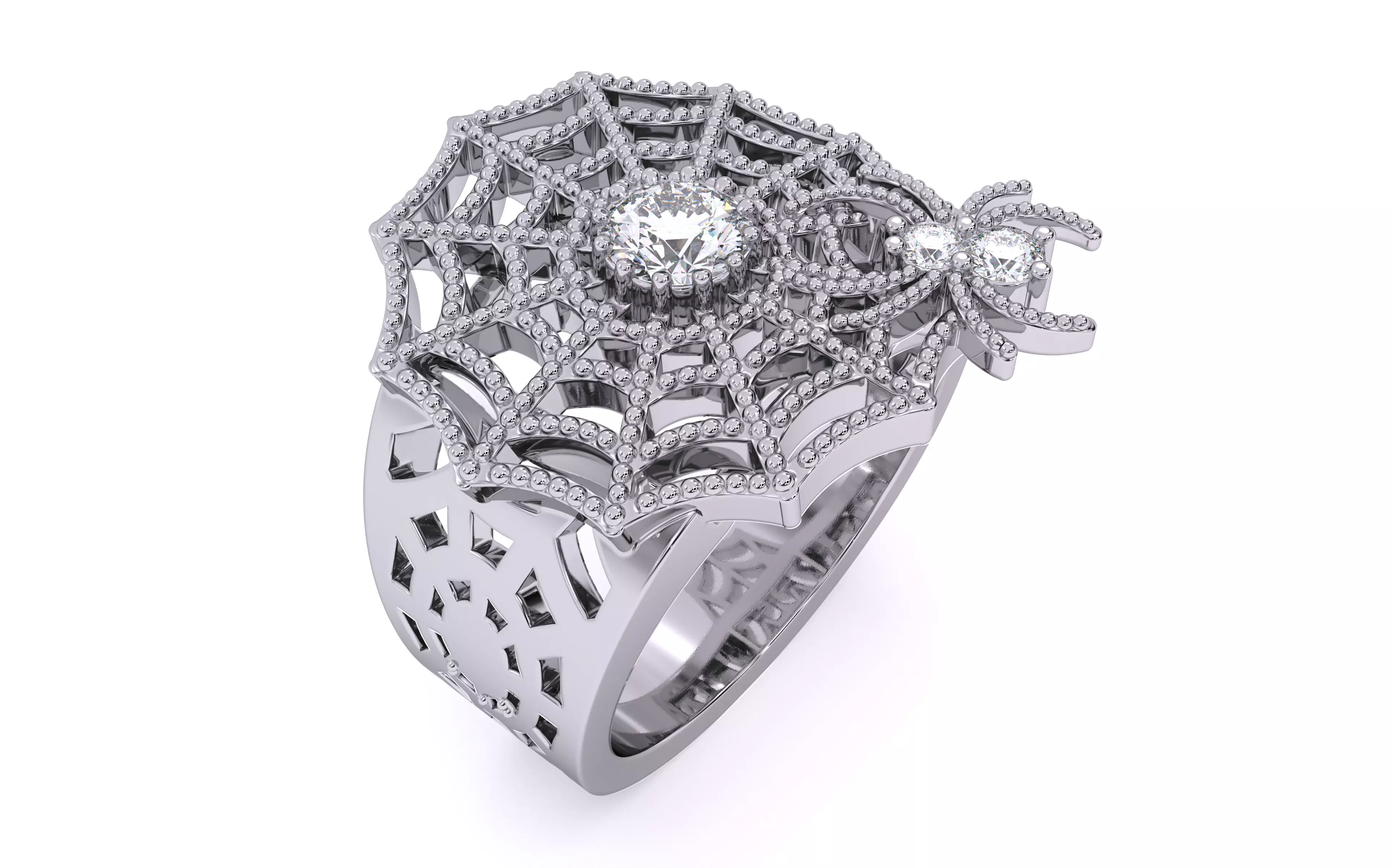 Spider Crawling Web Ring 3dm stl renders details 3D print model_11