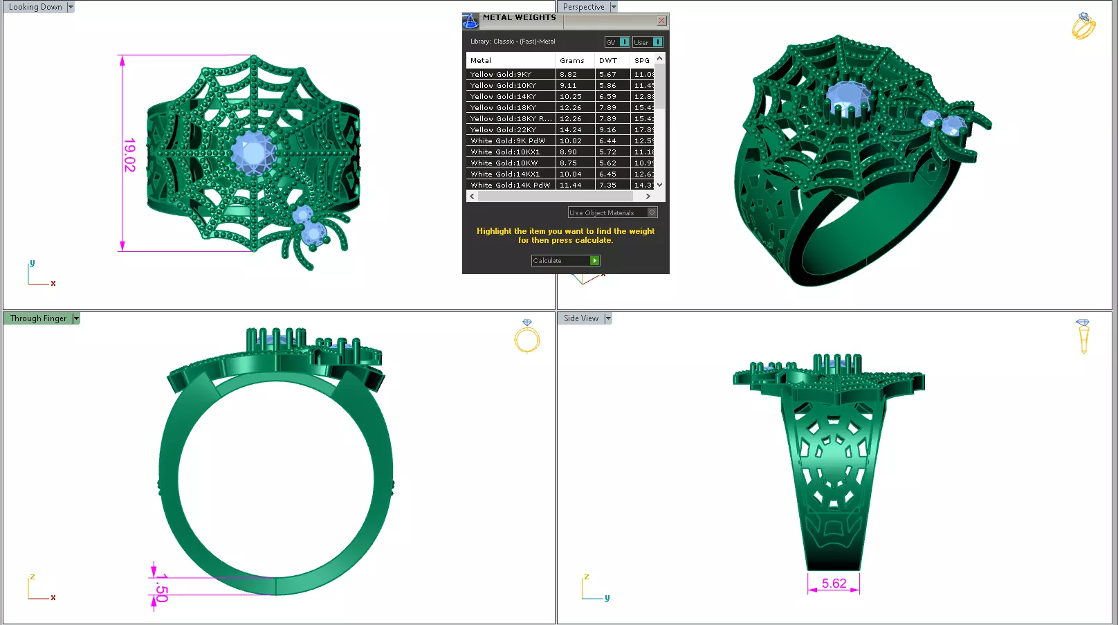 Spider Crawling Web Ring 3dm stl renders details 3D print model_31
