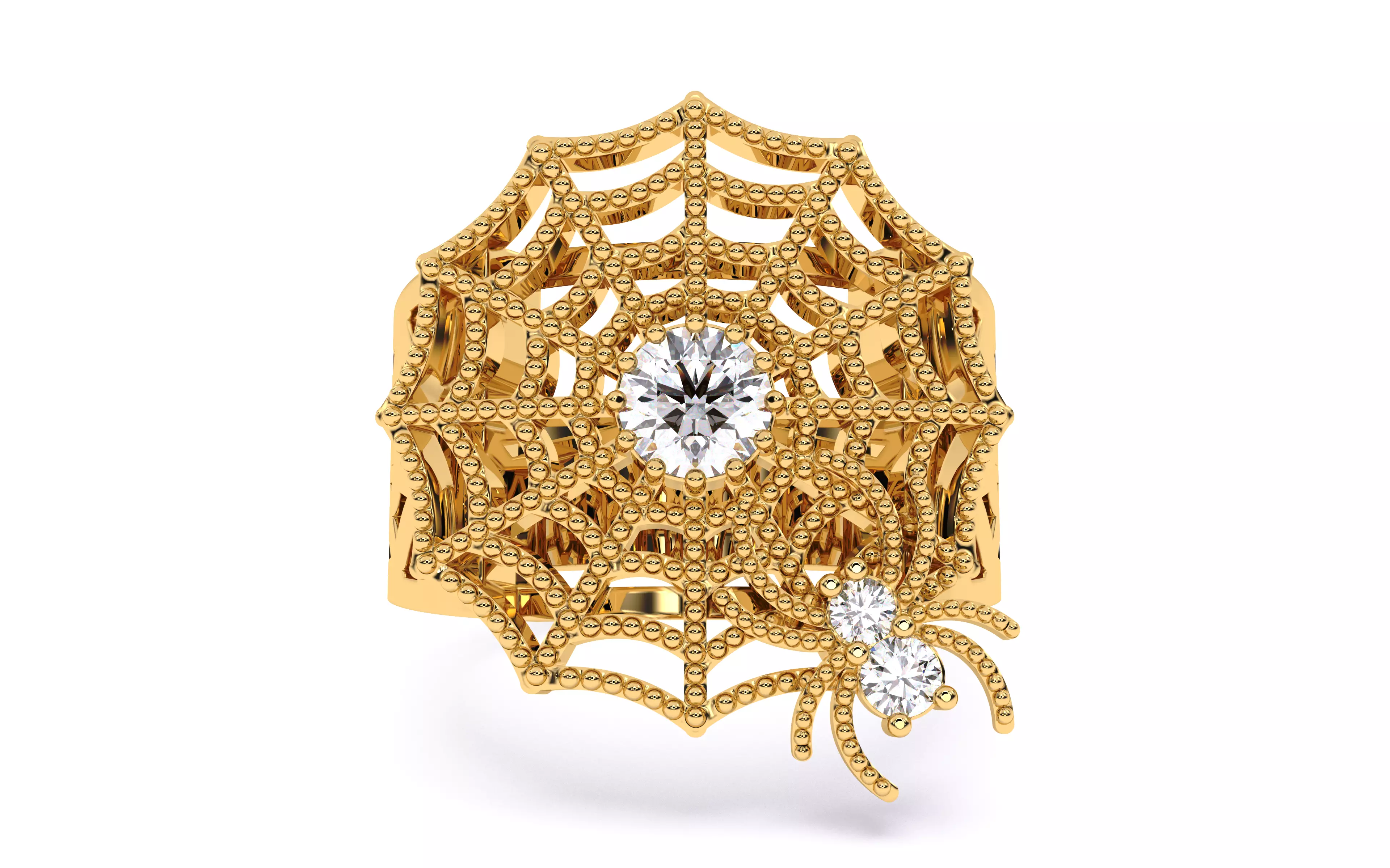 Spider Crawling Web Ring 3dm stl renders details 3D print model_29