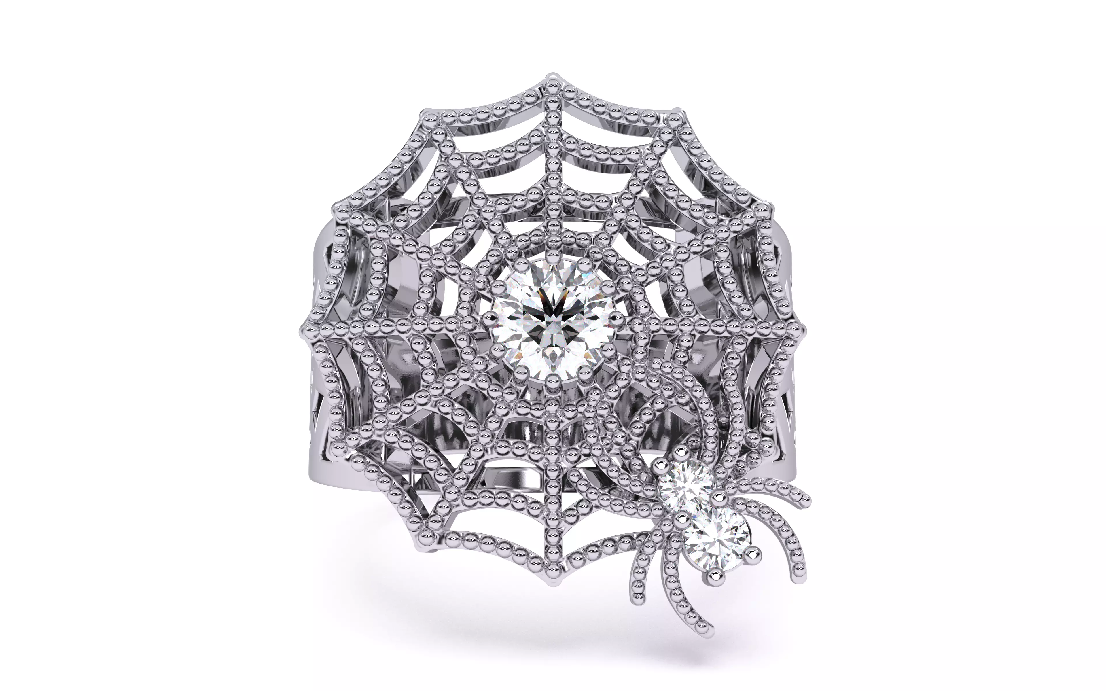 Spider Crawling Web Ring 3dm stl renders details 3D print model_27