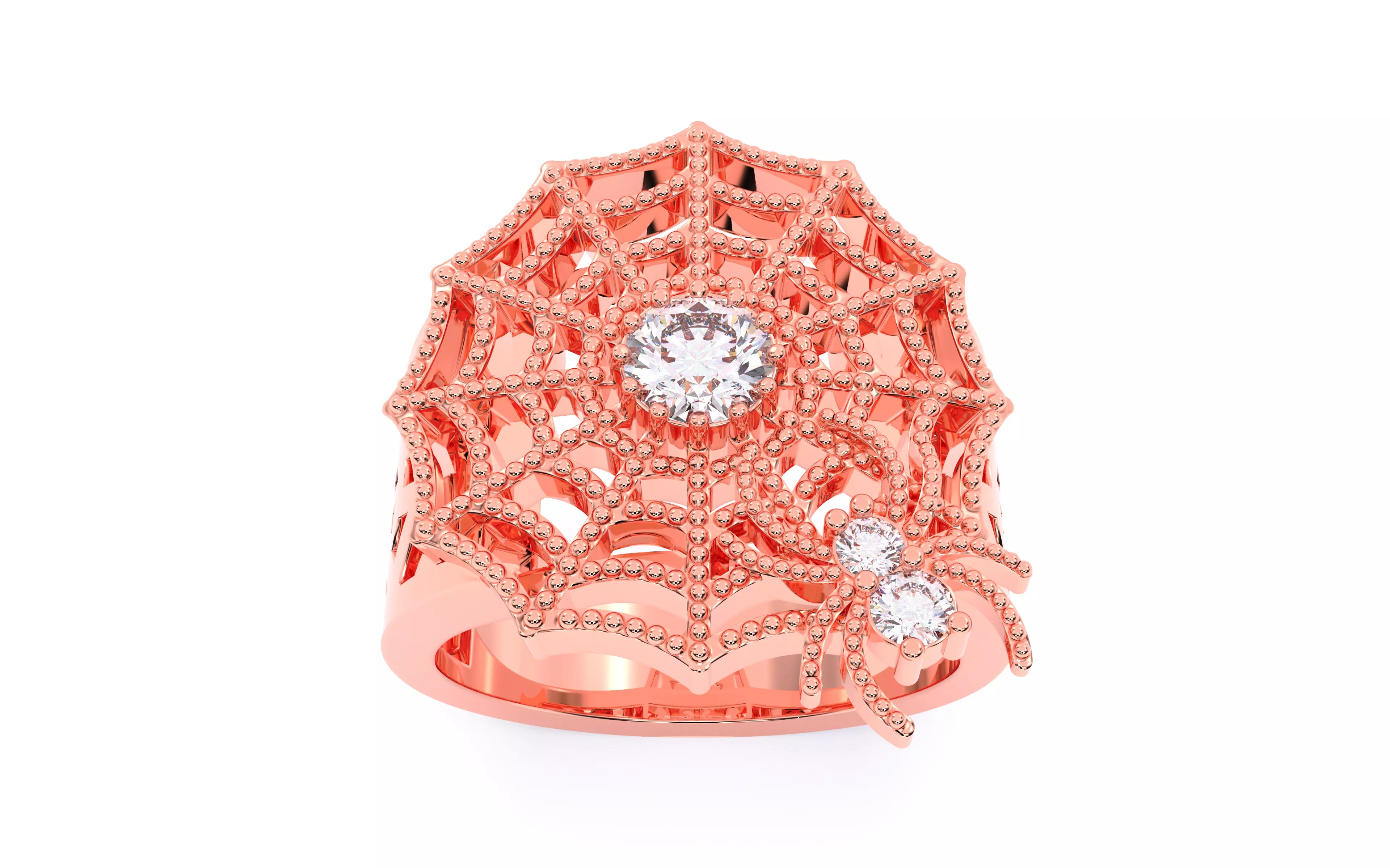 Spider Crawling Web Ring 3dm stl renders details 3D print model_2