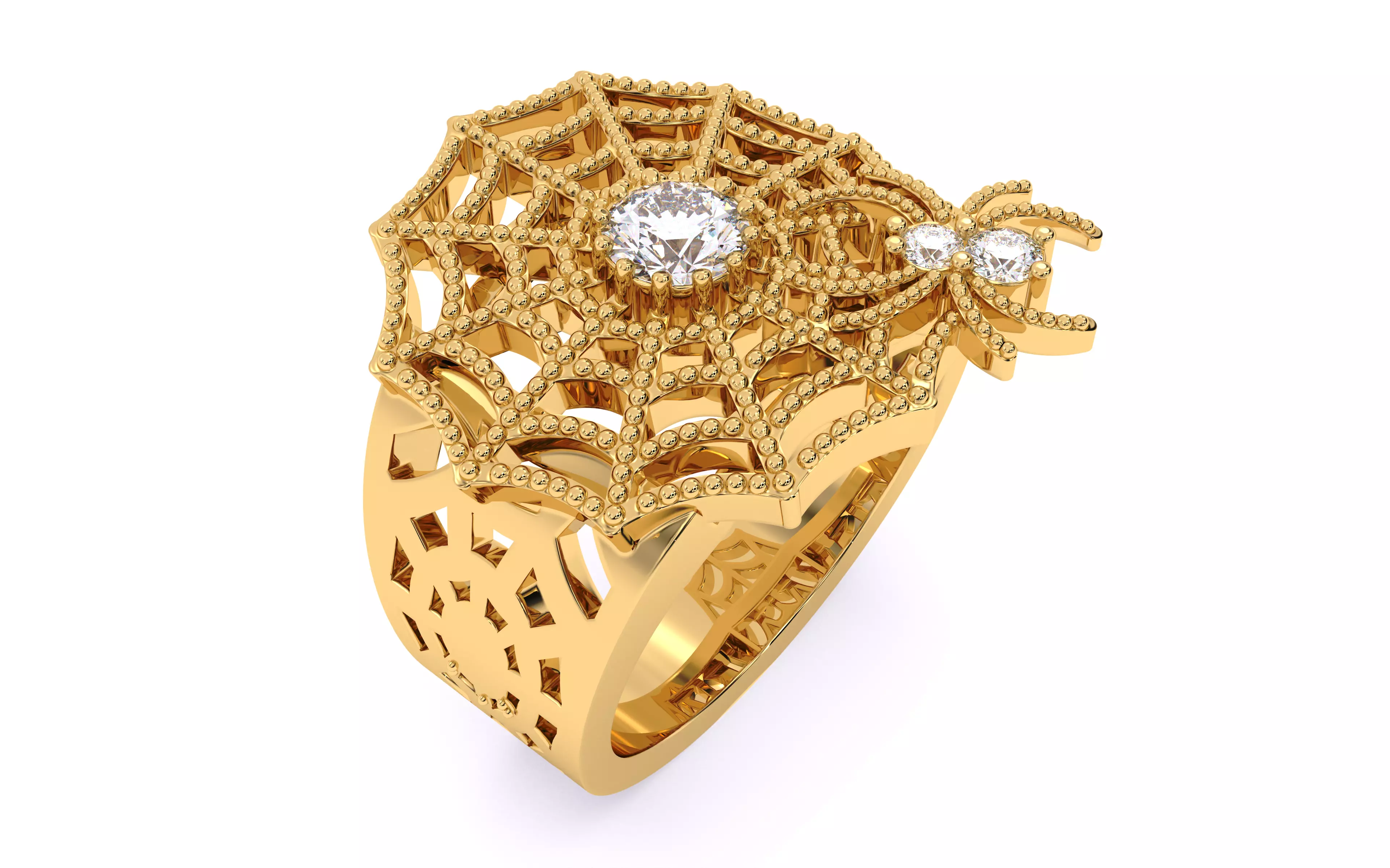 Spider Crawling Web Ring 3dm stl renders details 3D print model_9