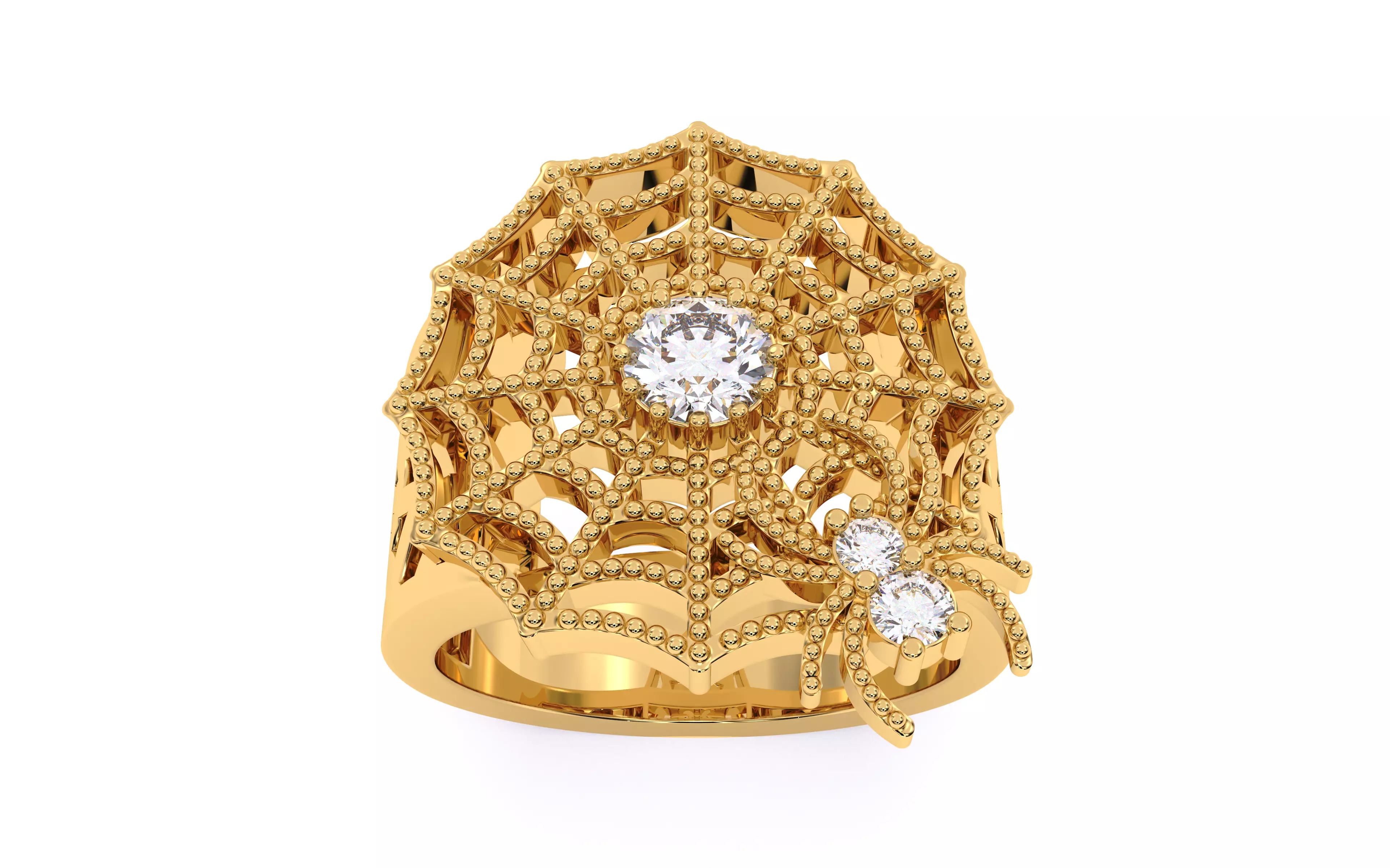 Spider Crawling Web Ring 3dm stl renders details 3D print model_6