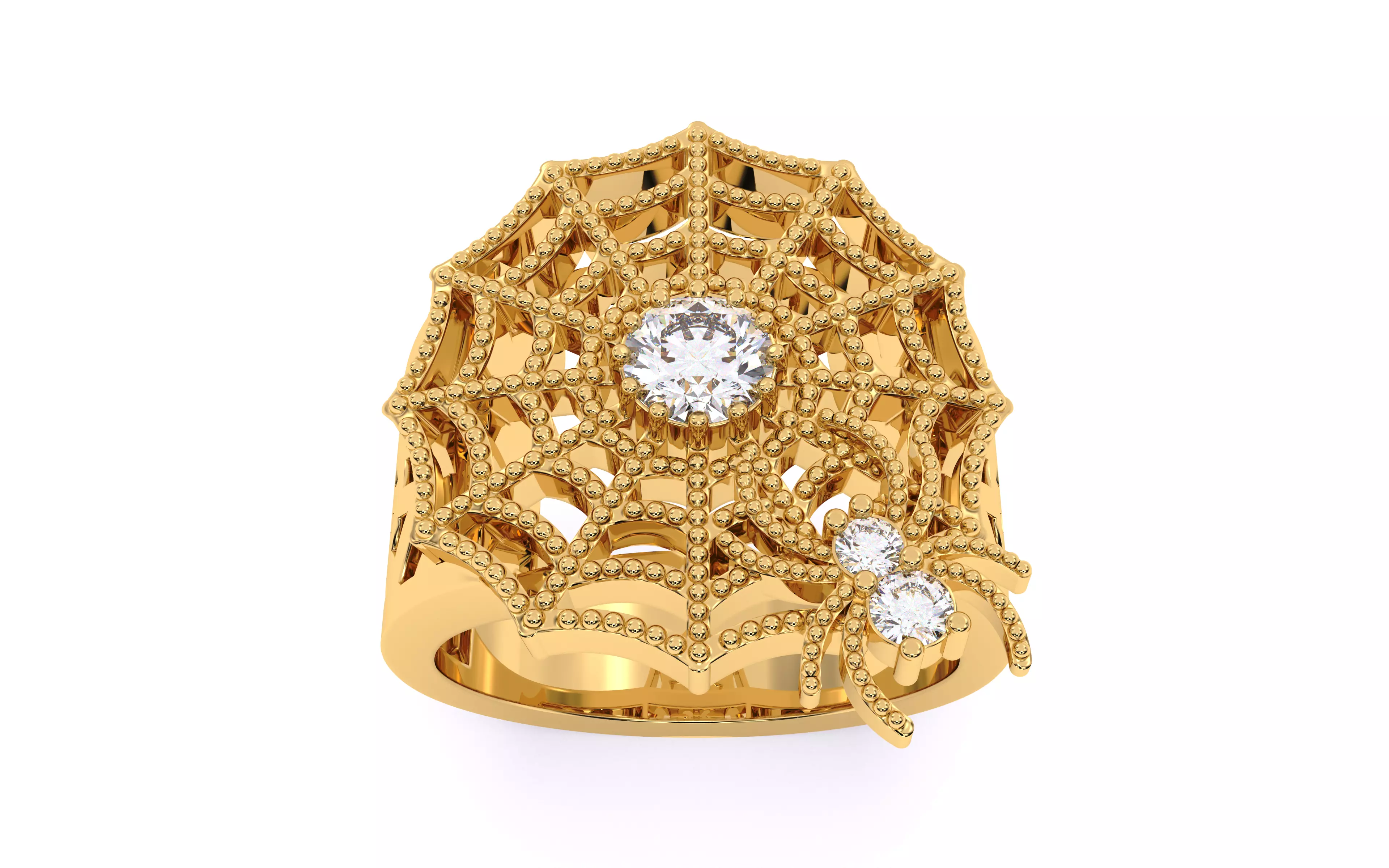 Spider Crawling Web Ring 3dm stl renders details 3D print model_7