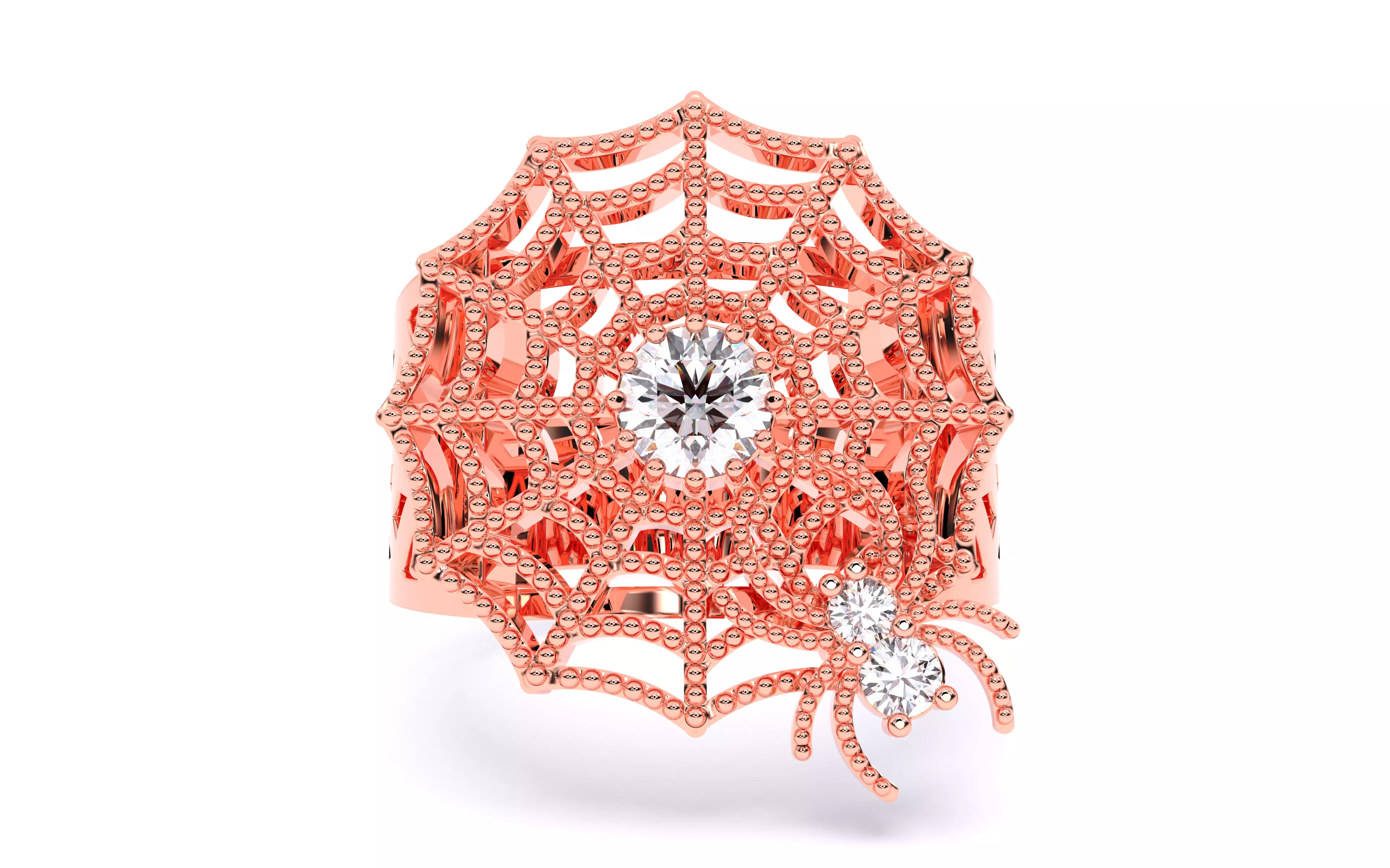 Spider Crawling Web Ring 3dm stl renders details 3D print model_26