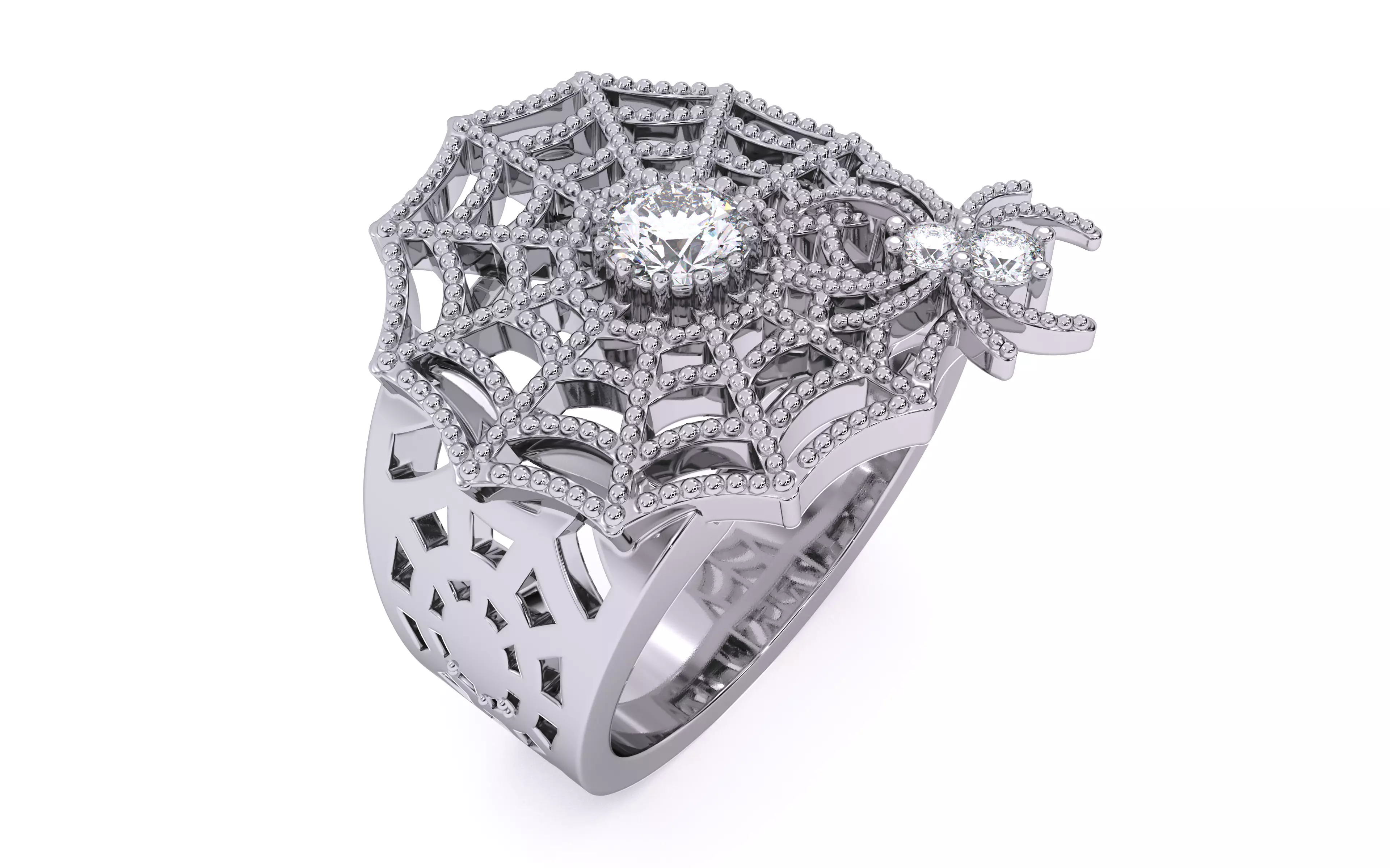 Spider Crawling Web Ring 3dm stl renders details 3D print model_10