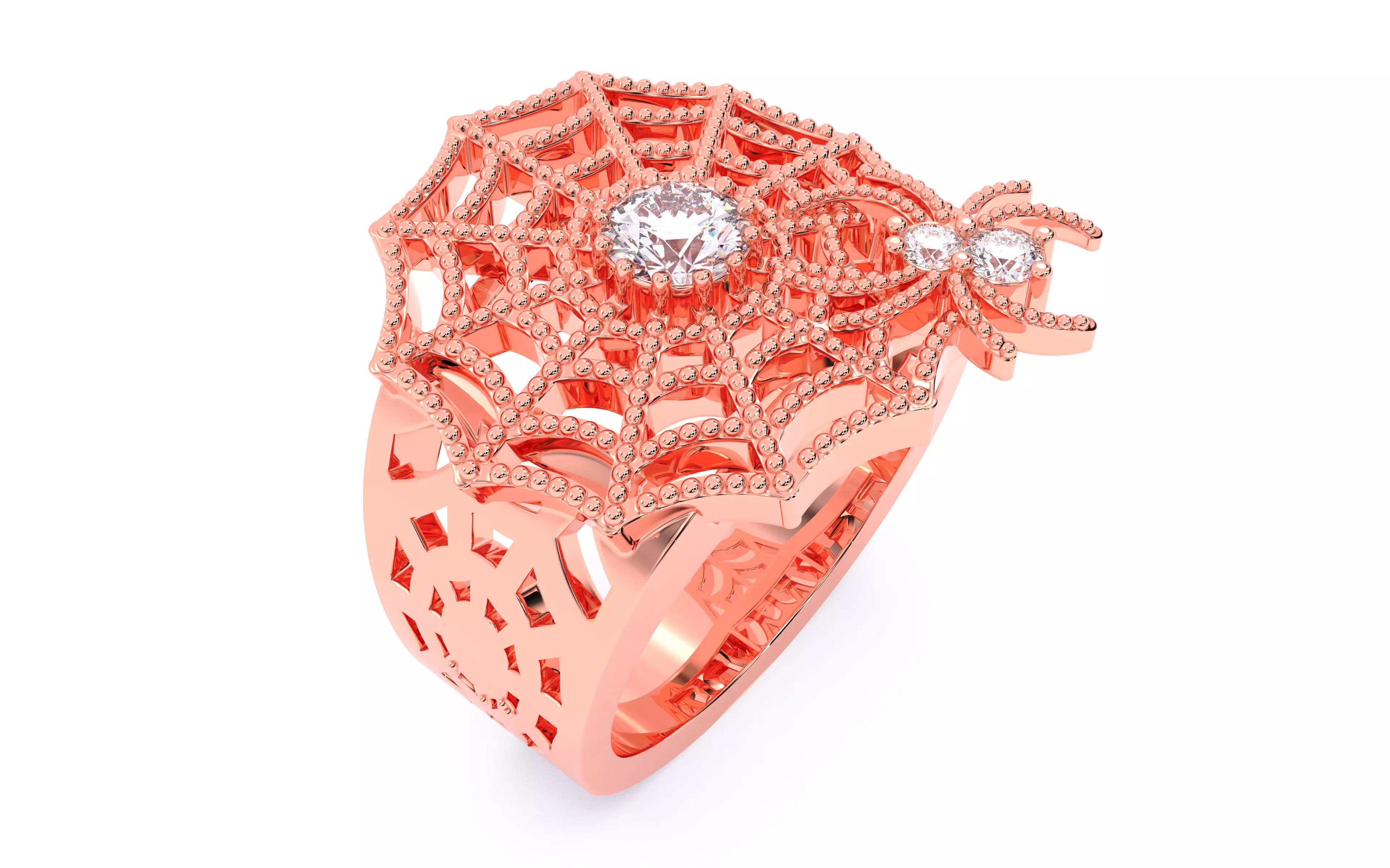 Spider Crawling Web Ring 3dm stl renders details 3D print model_12