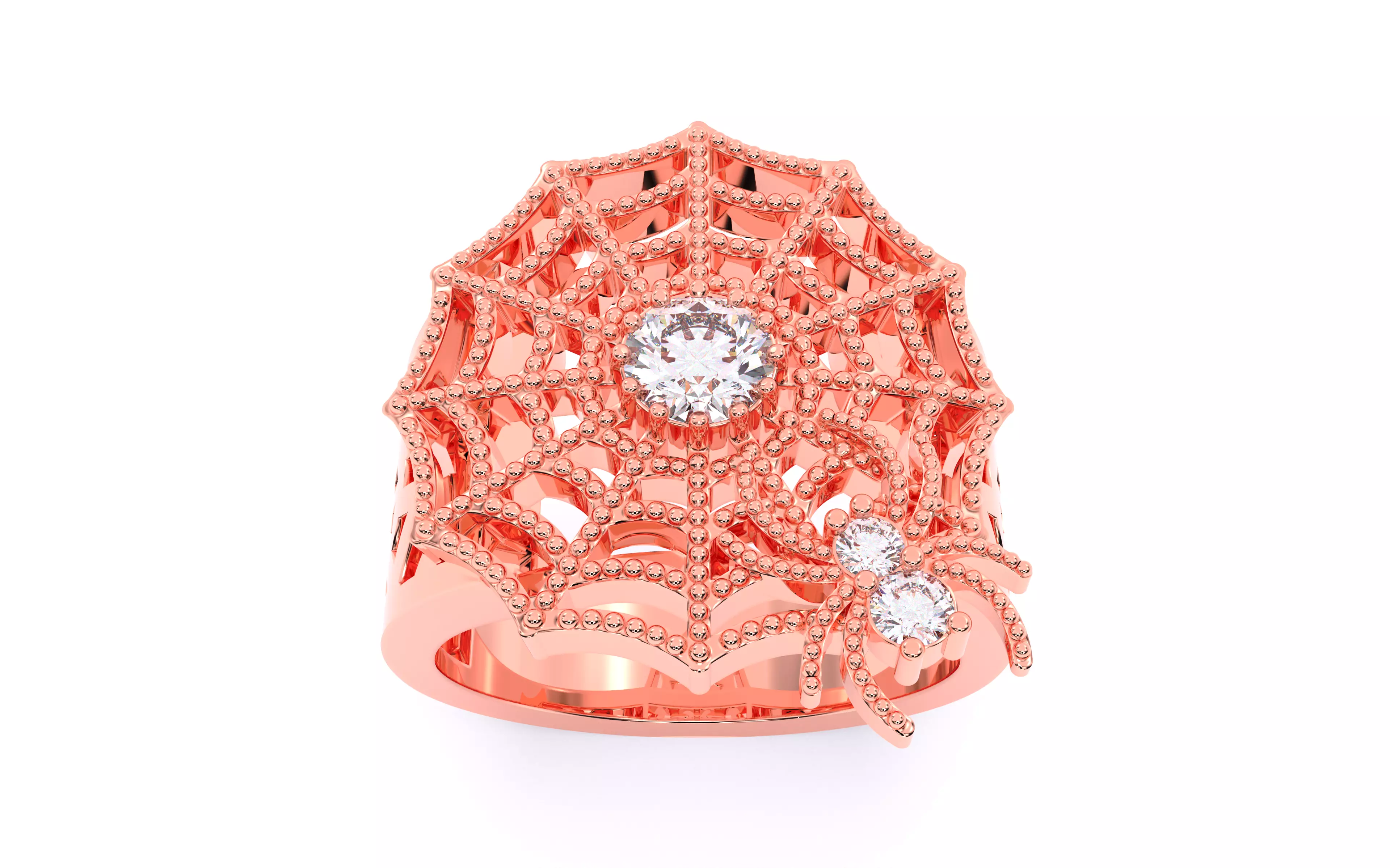 Spider Crawling Web Ring 3dm stl renders details 3D print model_3