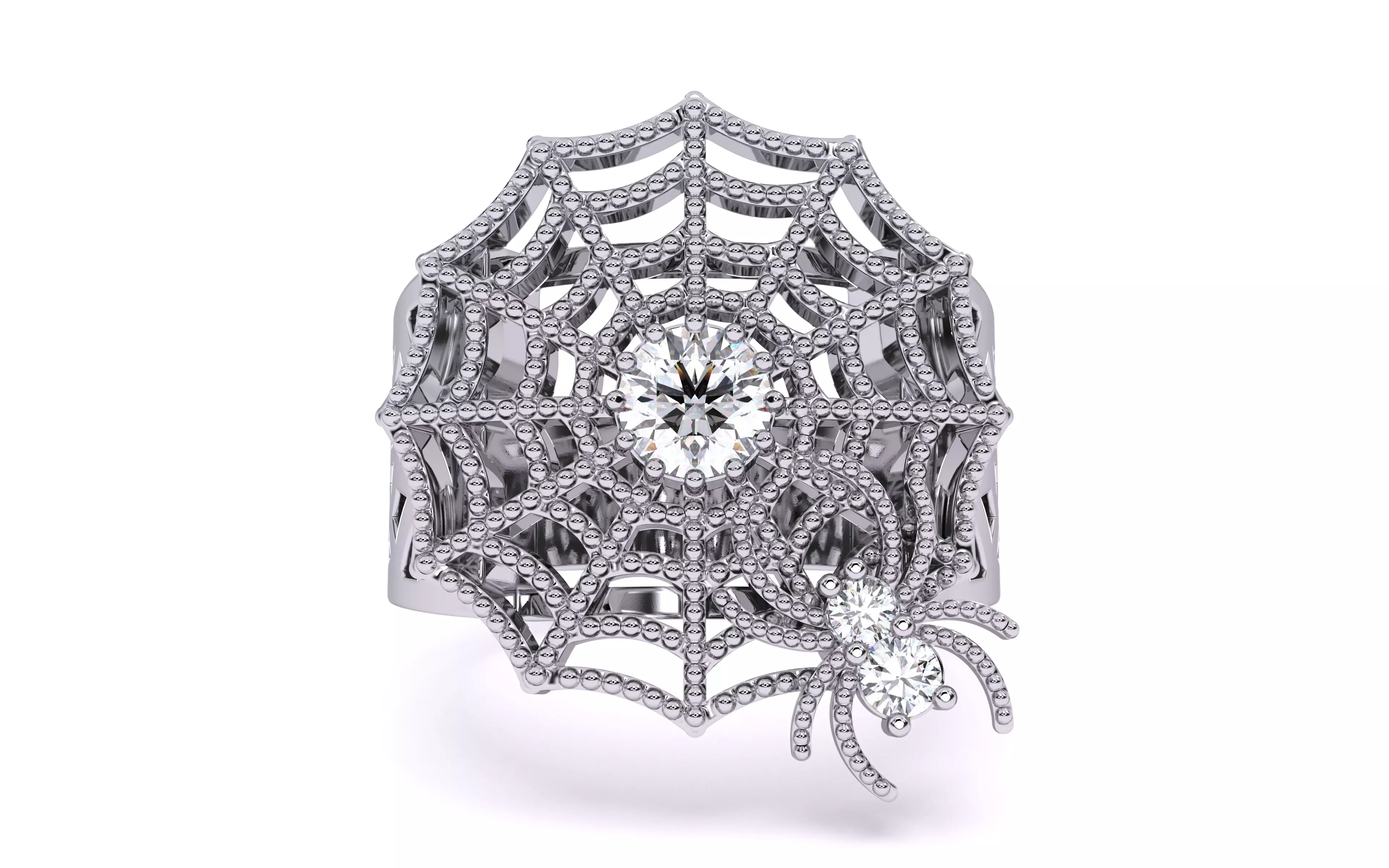 Spider Crawling Web Ring 3dm stl renders details 3D print model_28