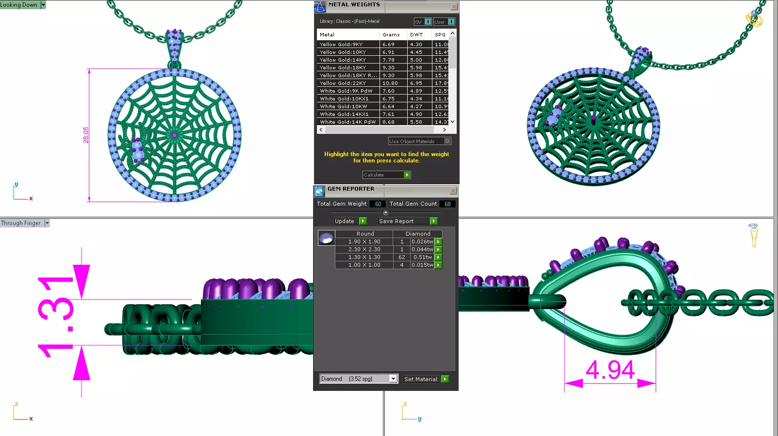 Spider Crawling Web Pendant 3D print model_25
