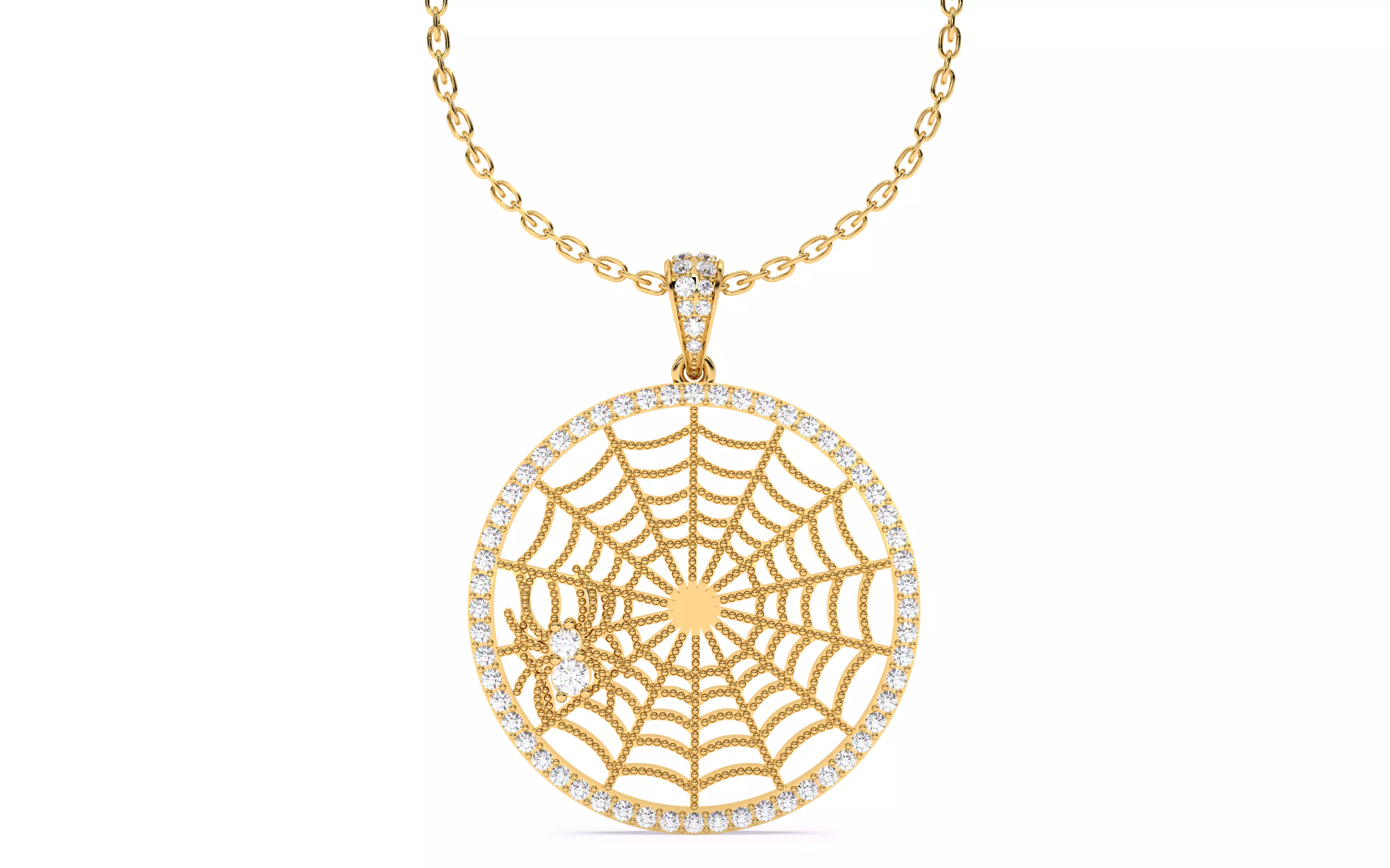 Spider Crawling Web Pendant 3D print model_21