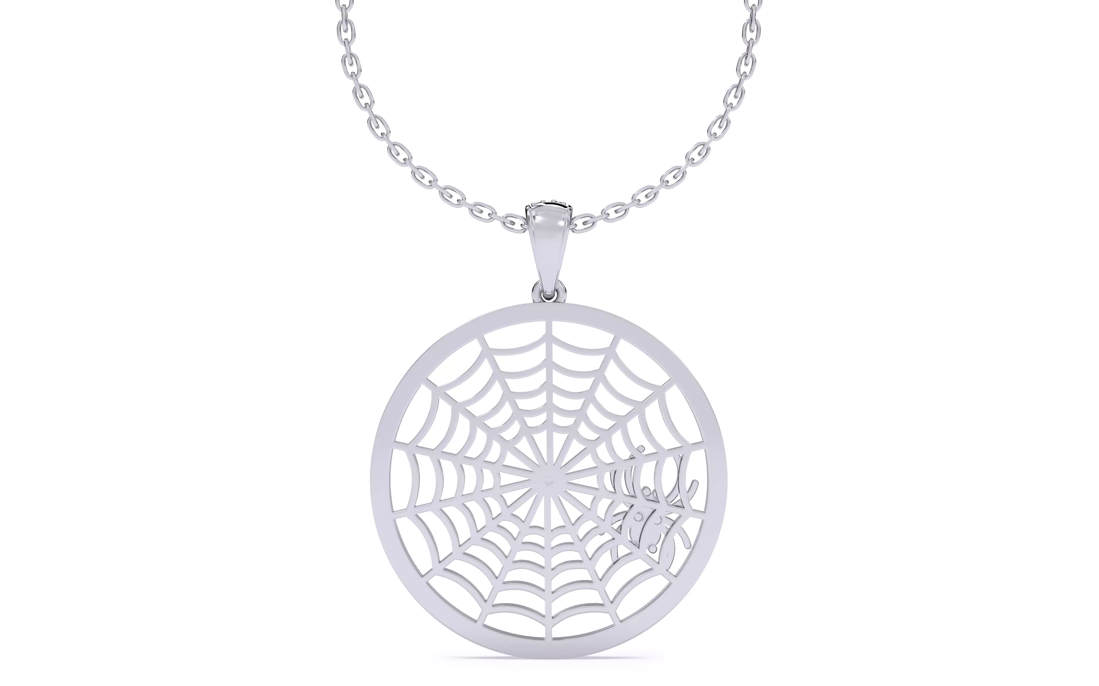 Spider Crawling Web Pendant 3D print model_11