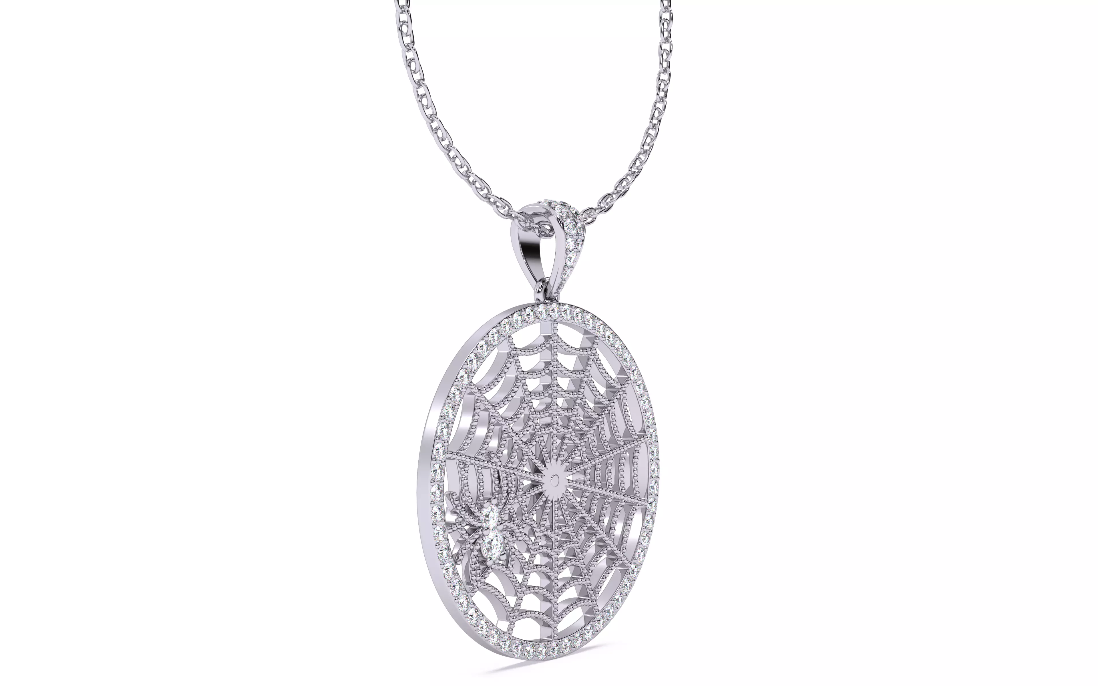 Spider Crawling Web Pendant 3D print model_16