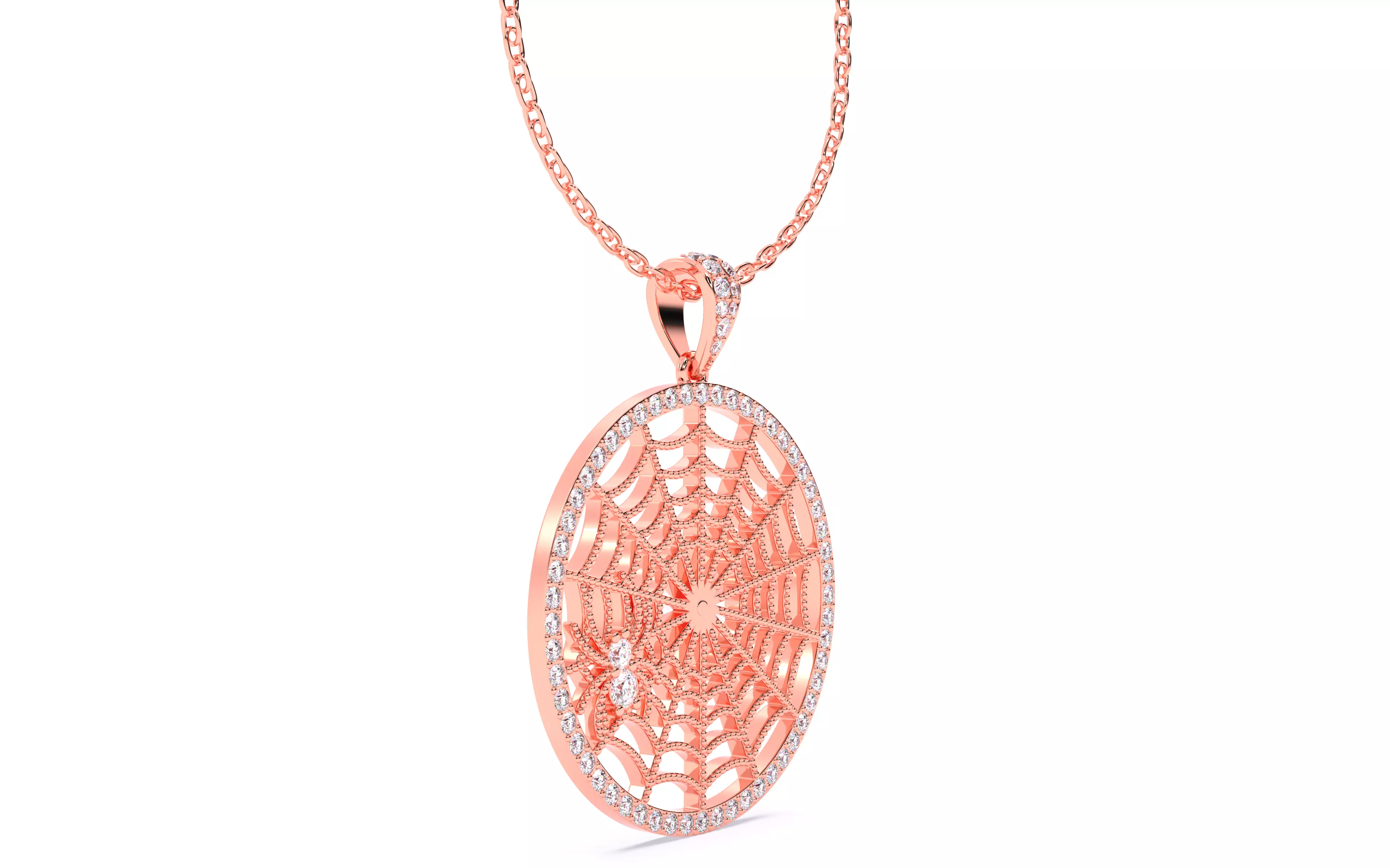 Spider Crawling Web Pendant 3D print model_15