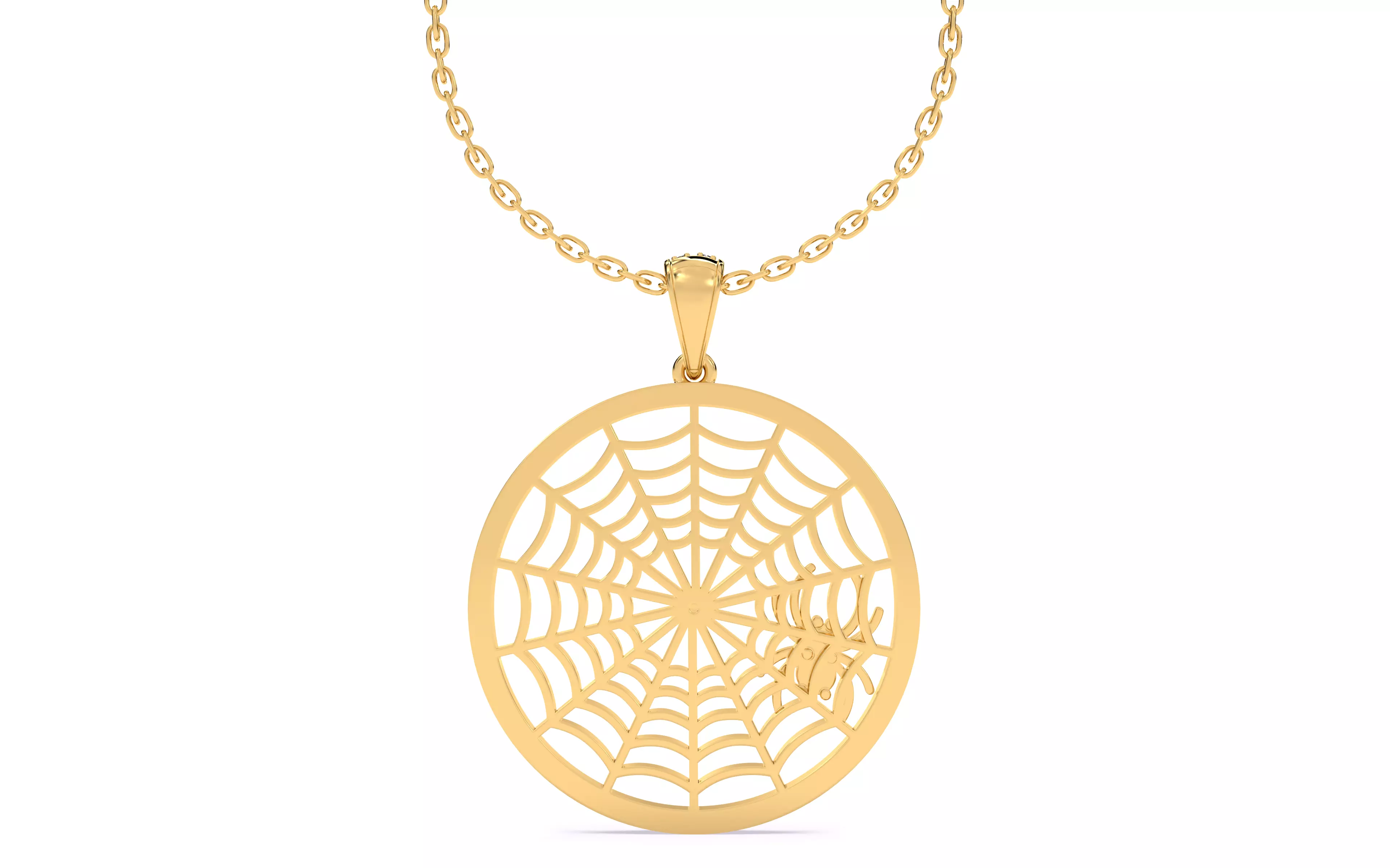Spider Crawling Web Pendant 3D print model_9