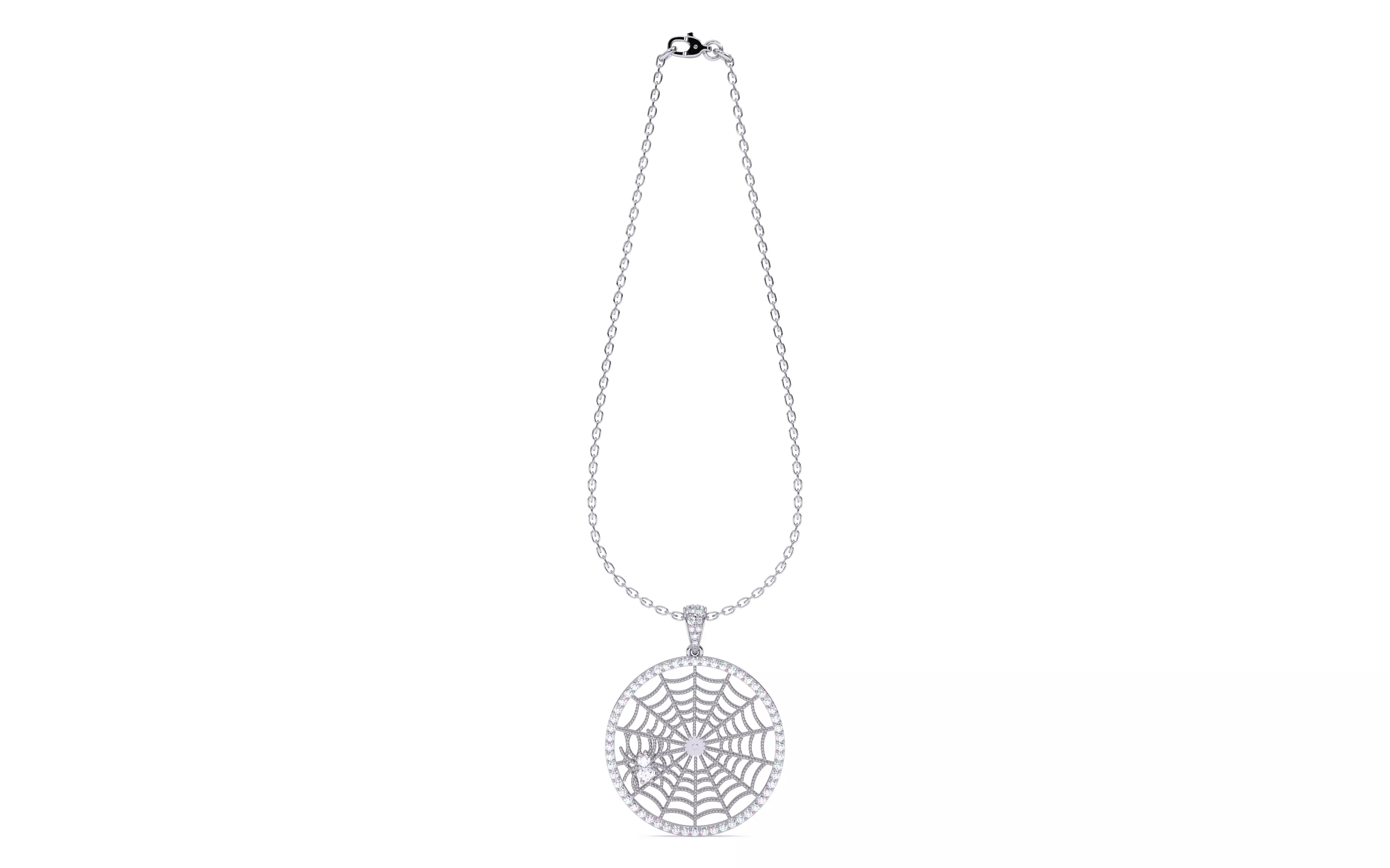 Spider Crawling Web Pendant 3D print model_4