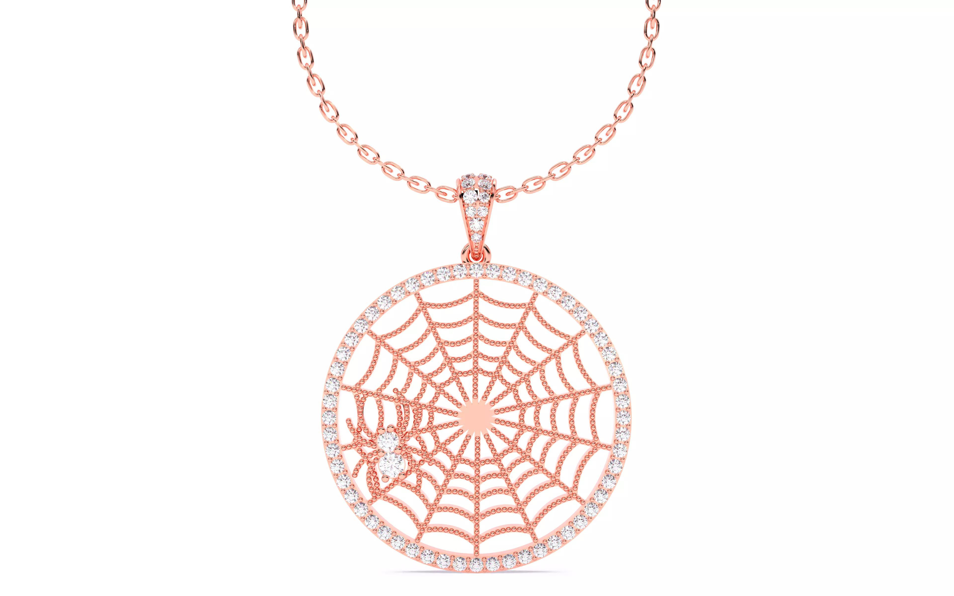 Spider Crawling Web Pendant 3D print model_0