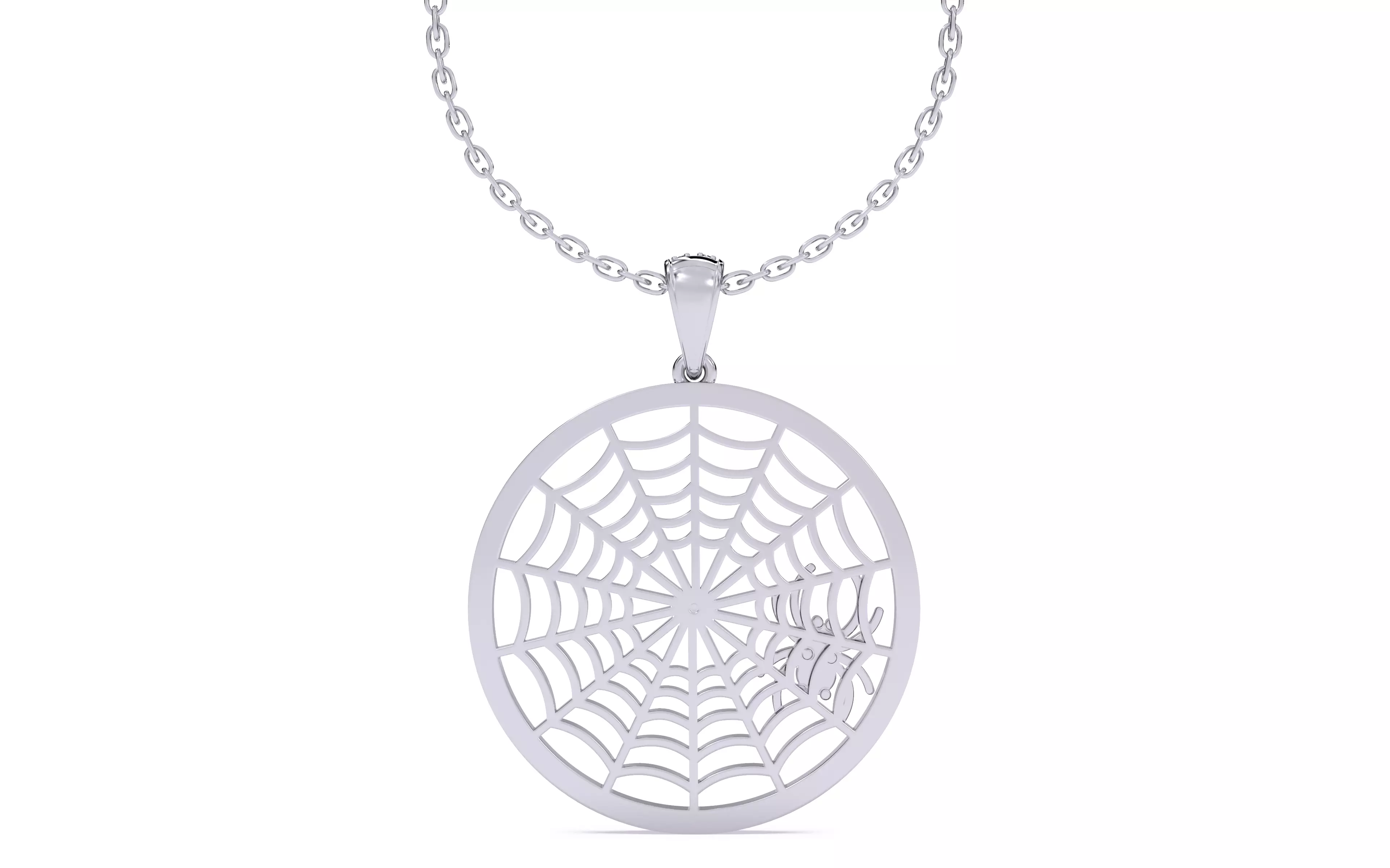 Spider Crawling Web Pendant 3D print model_10