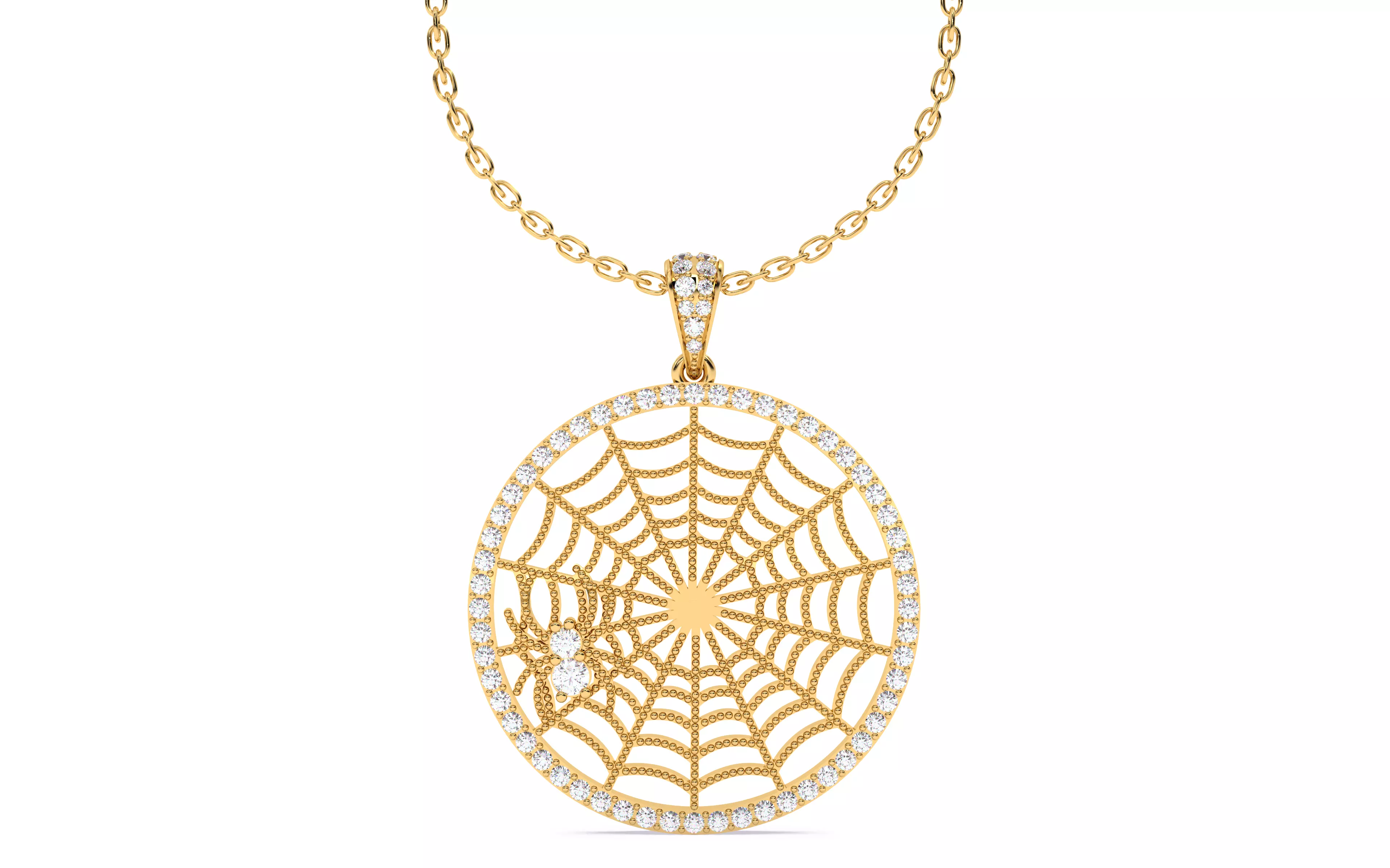 Spider Crawling Web Pendant 3D print model_20