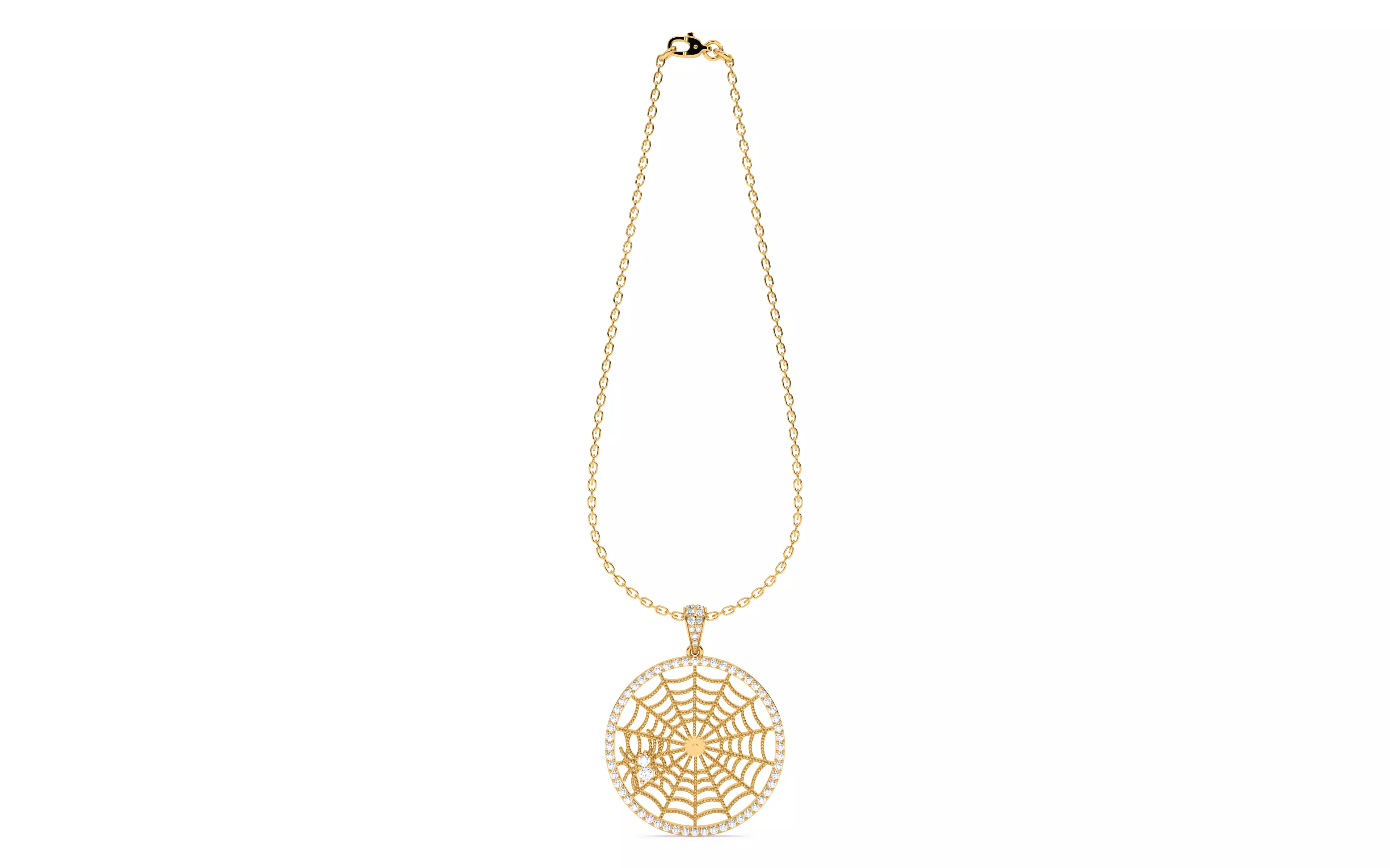 Spider Crawling Web Pendant 3D print model_7