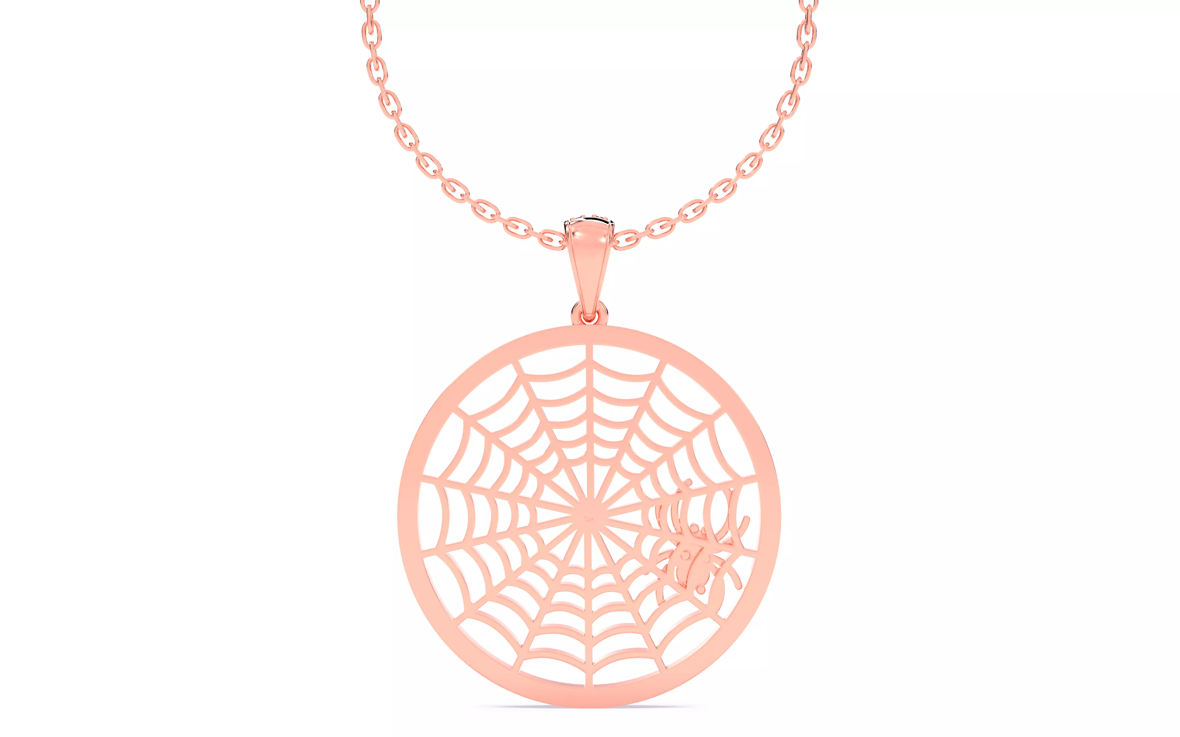 Spider Crawling Web Pendant 3D print model_12
