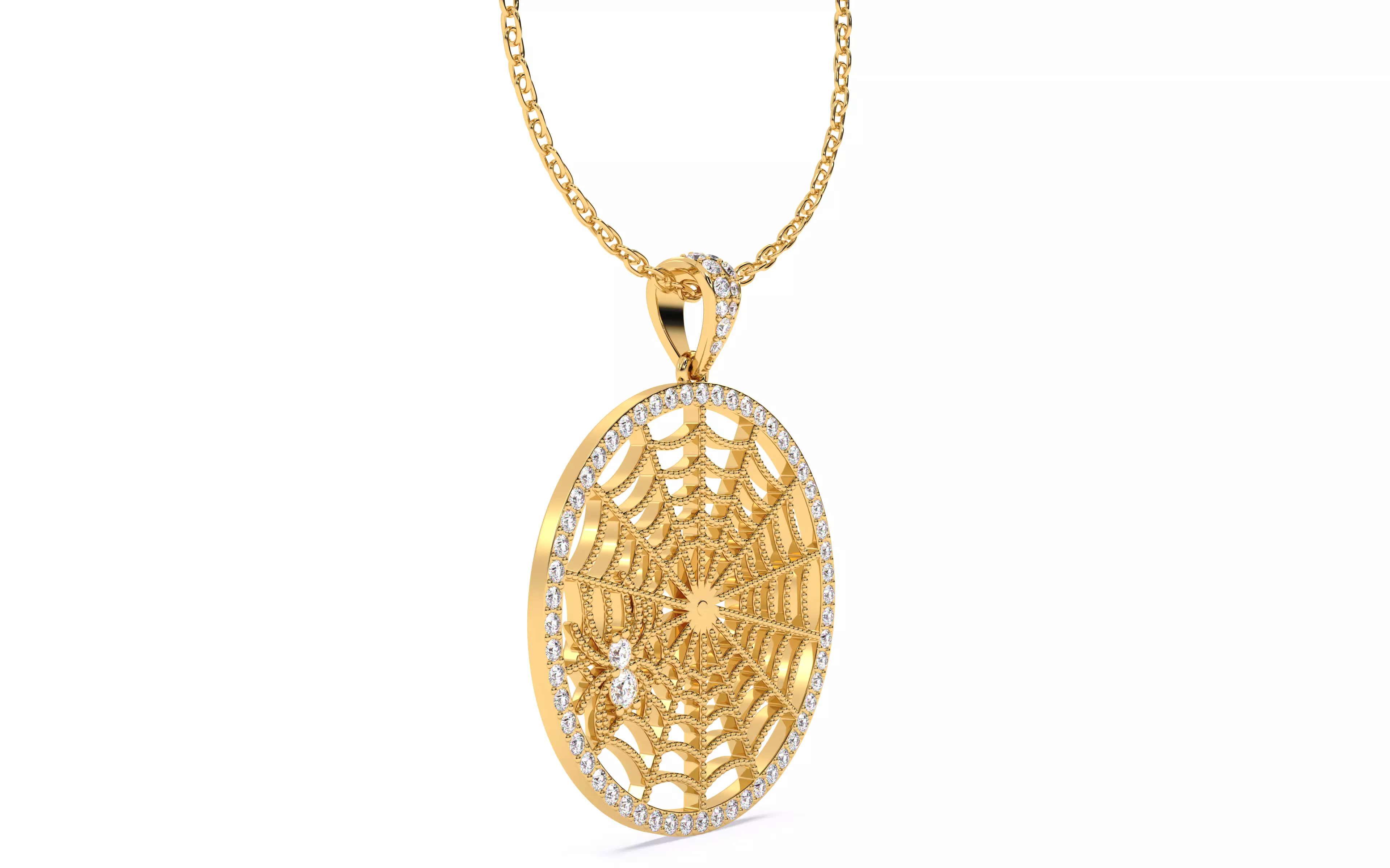 Spider Crawling Web Pendant 3D print model_19