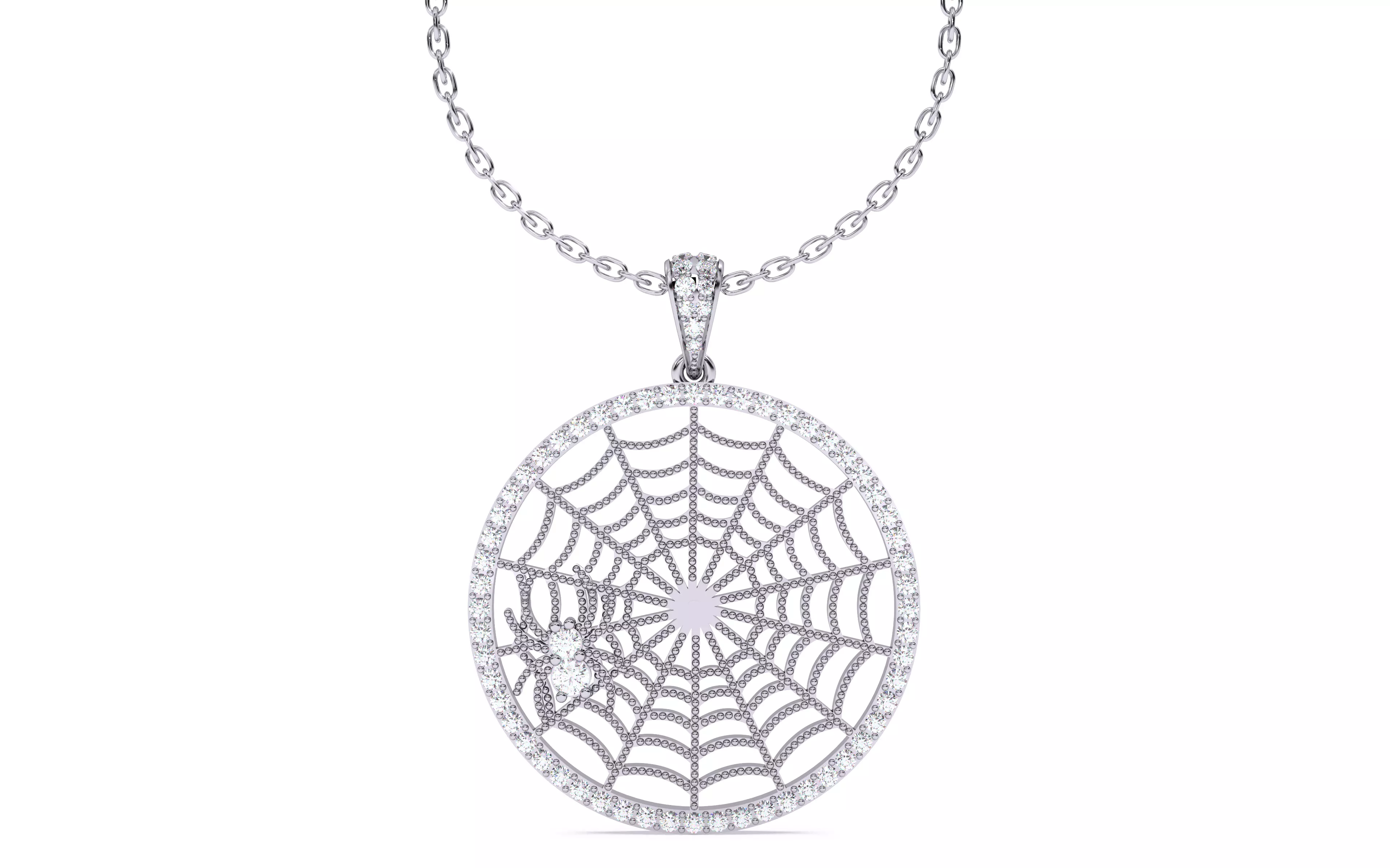 Spider Crawling Web Pendant 3D print model_22