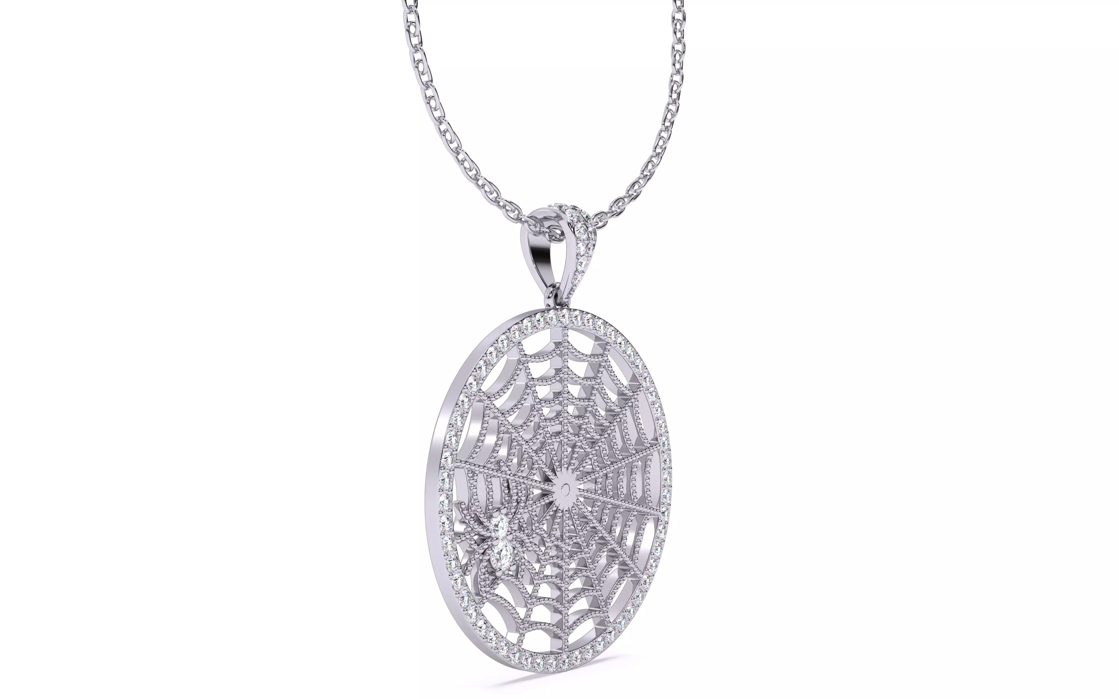 Spider Crawling Web Pendant 3D print model_17