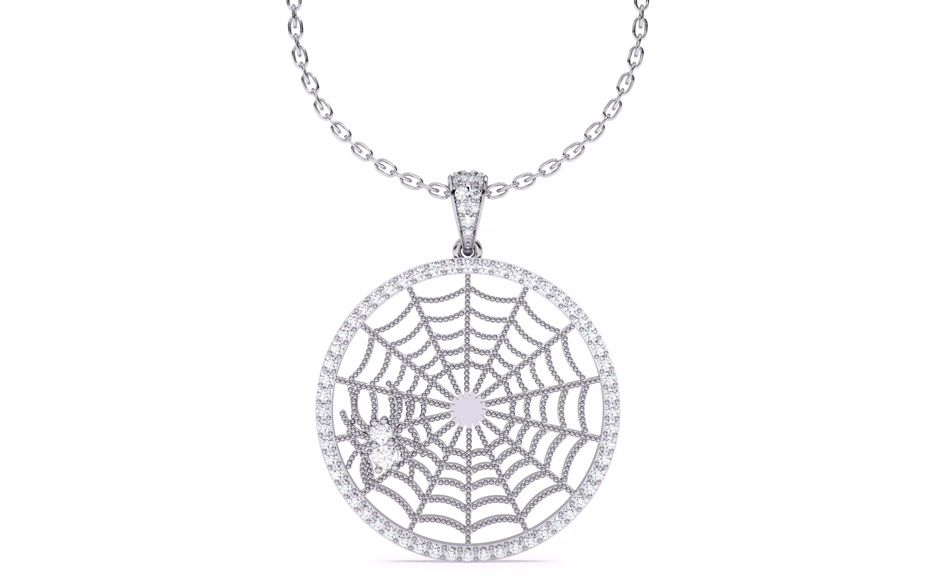 Spider Crawling Web Pendant 3D print model_23