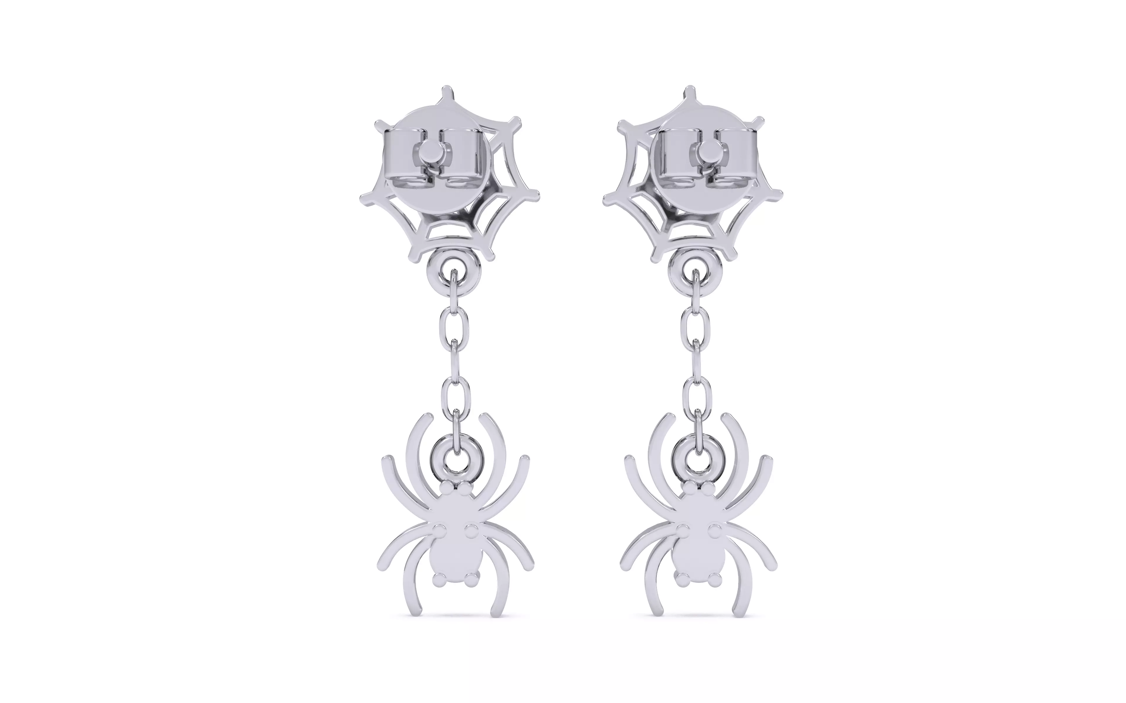 Spider Crawling Web Earrings 3dm stl renders details 3D print model_10