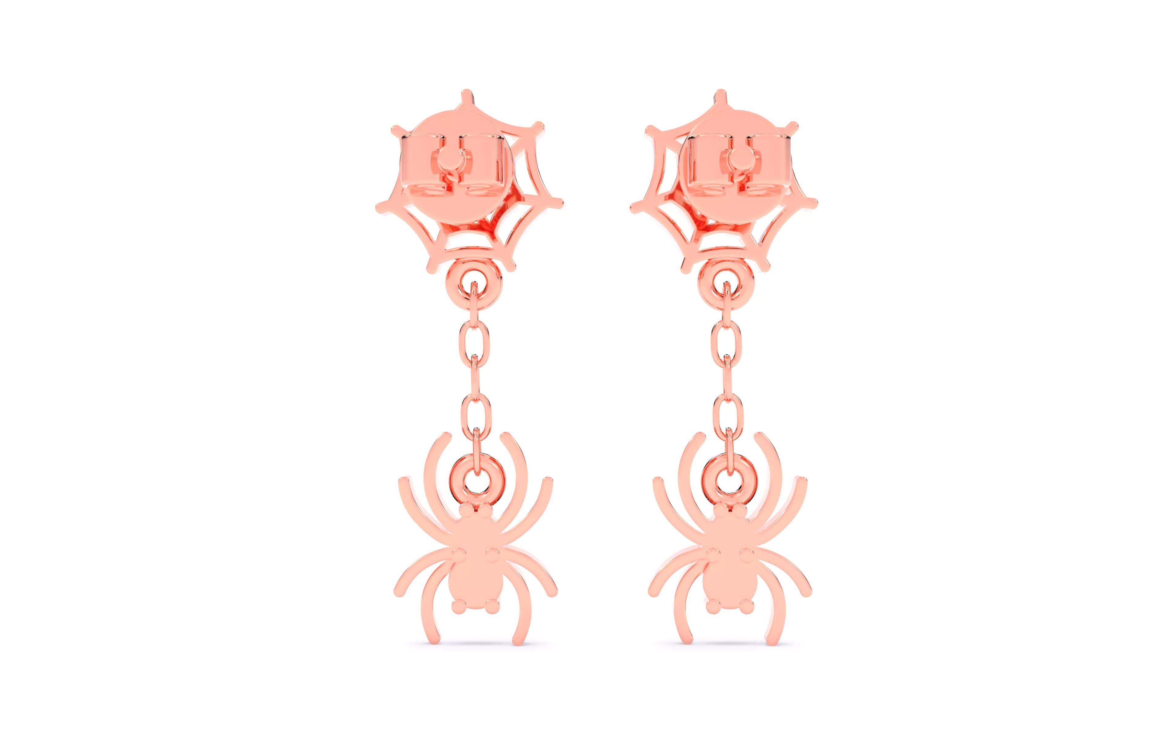 Spider Crawling Web Earrings 3dm stl renders details 3D print model_13