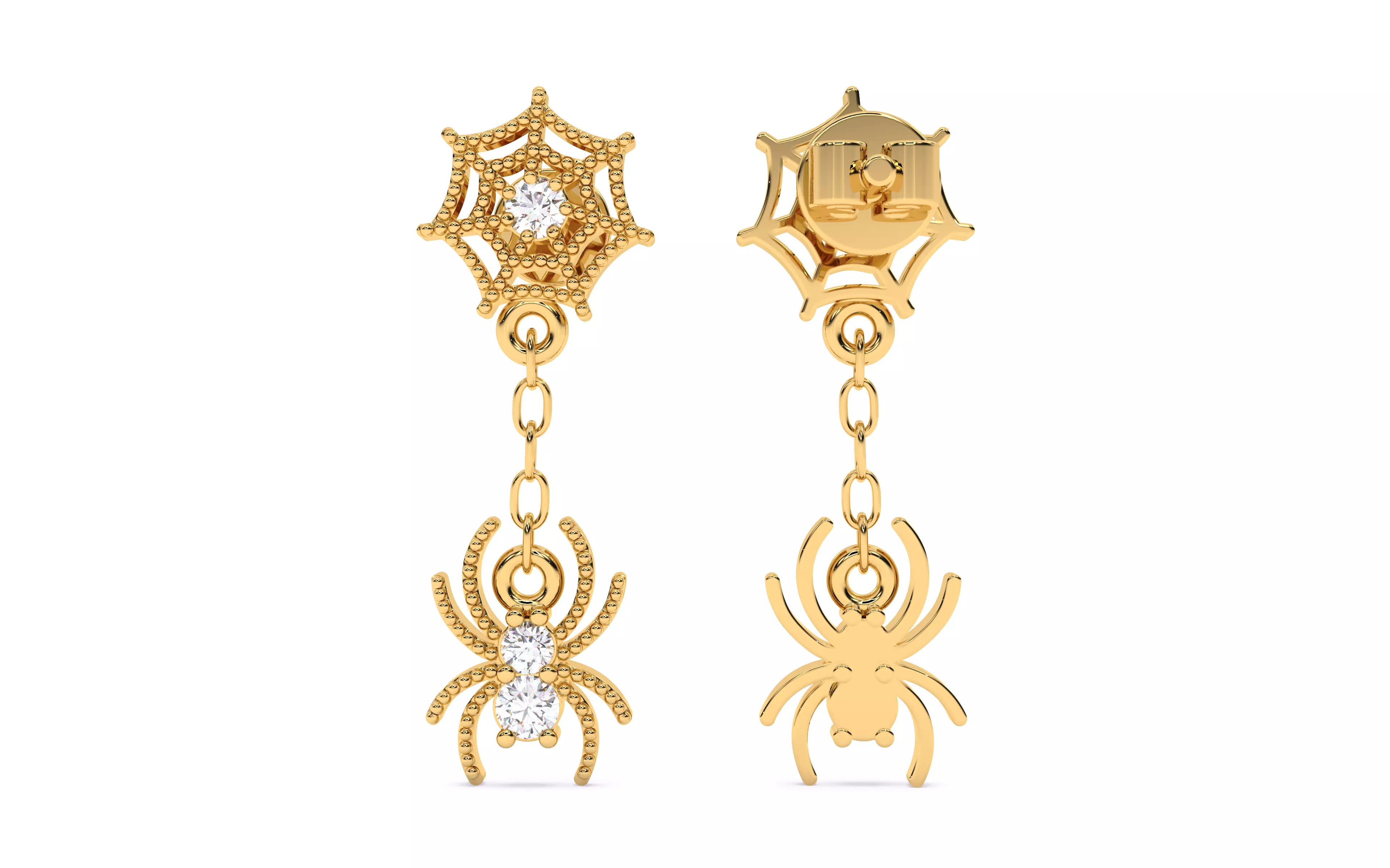Spider Crawling Web Earrings 3dm stl renders details 3D print model_6