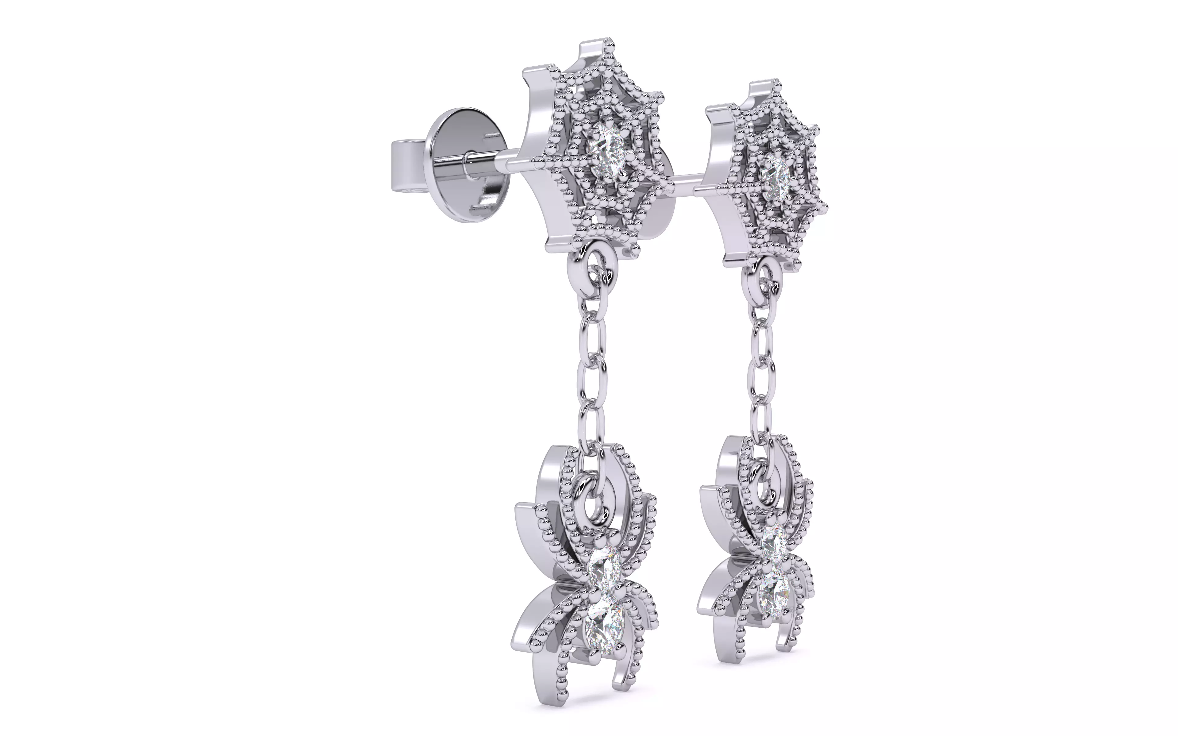 Spider Crawling Web Earrings 3dm stl renders details 3D print model_17