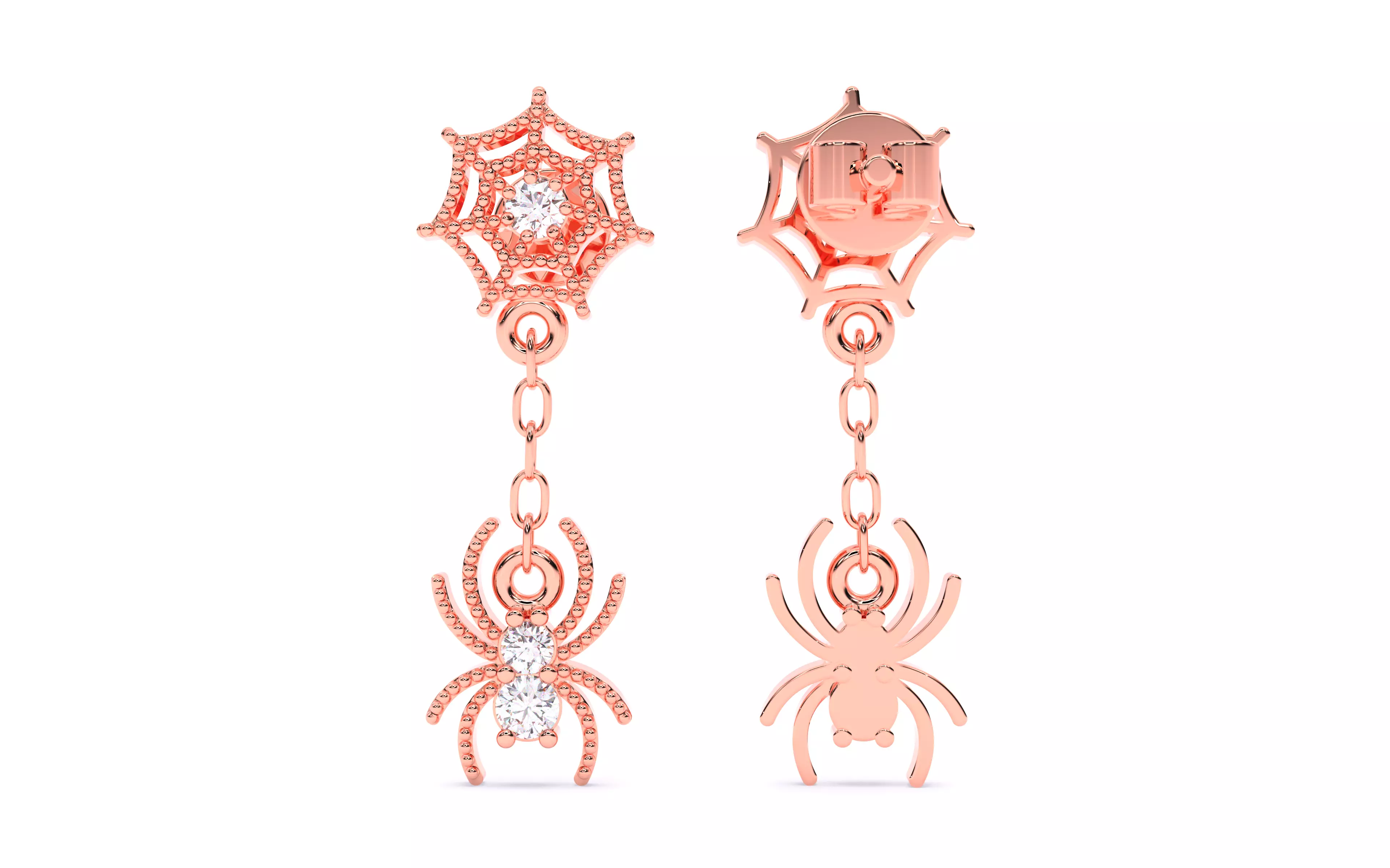 Spider Crawling Web Earrings 3dm stl renders details 3D print model_3