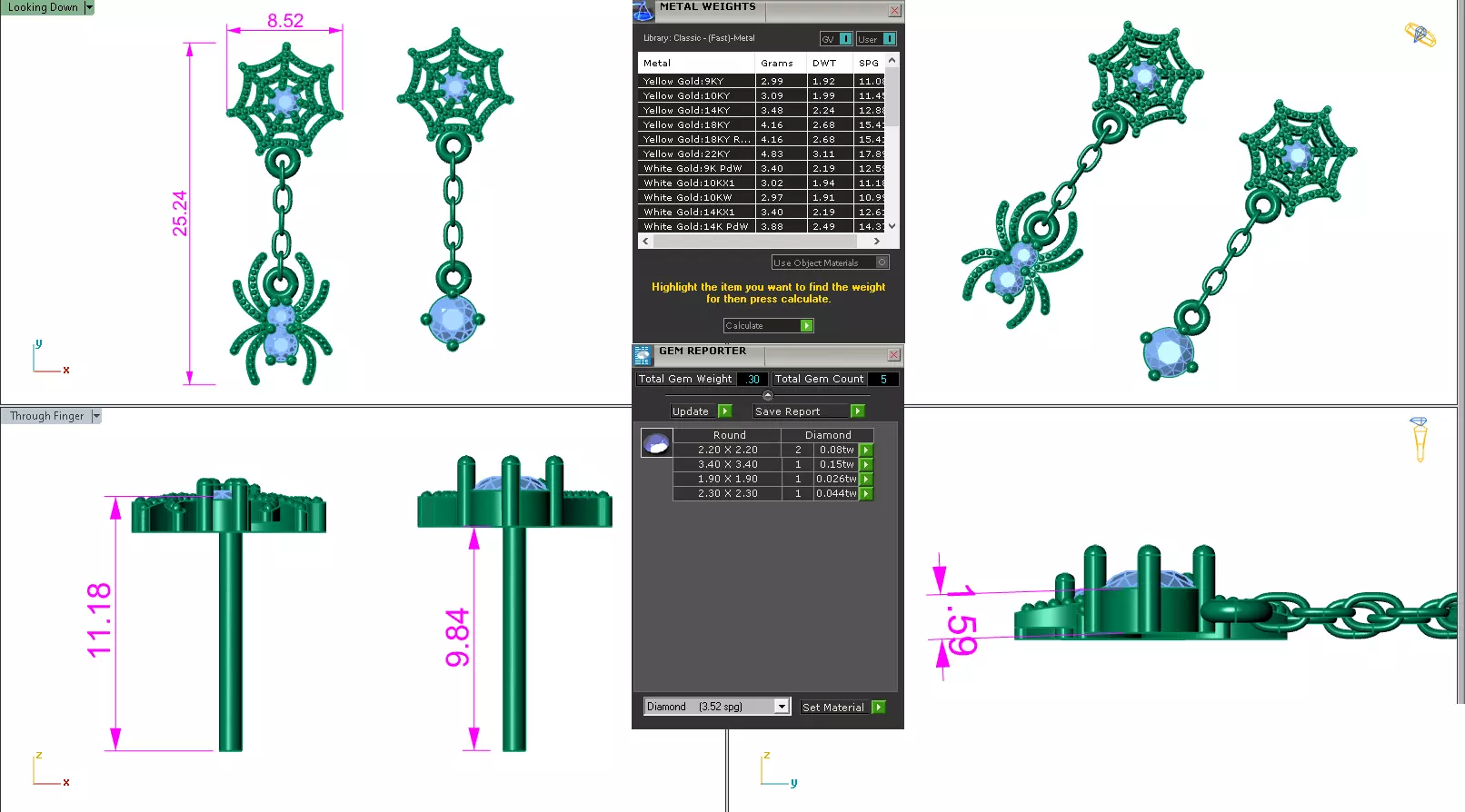 Spider Crawling Web Earrings 3dm stl renders details 3D print model_25