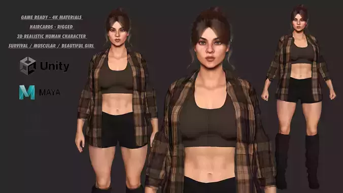 AAA 3D REALISTIC CHARACTER - FEMALE SURVIVOR or MODERN EXPLORER Low-poly 3D model AAA 3D REALISTIC CHARACTER - FEMALE SURVIVOR or MODERN EXPLORER Low-poly 3D model