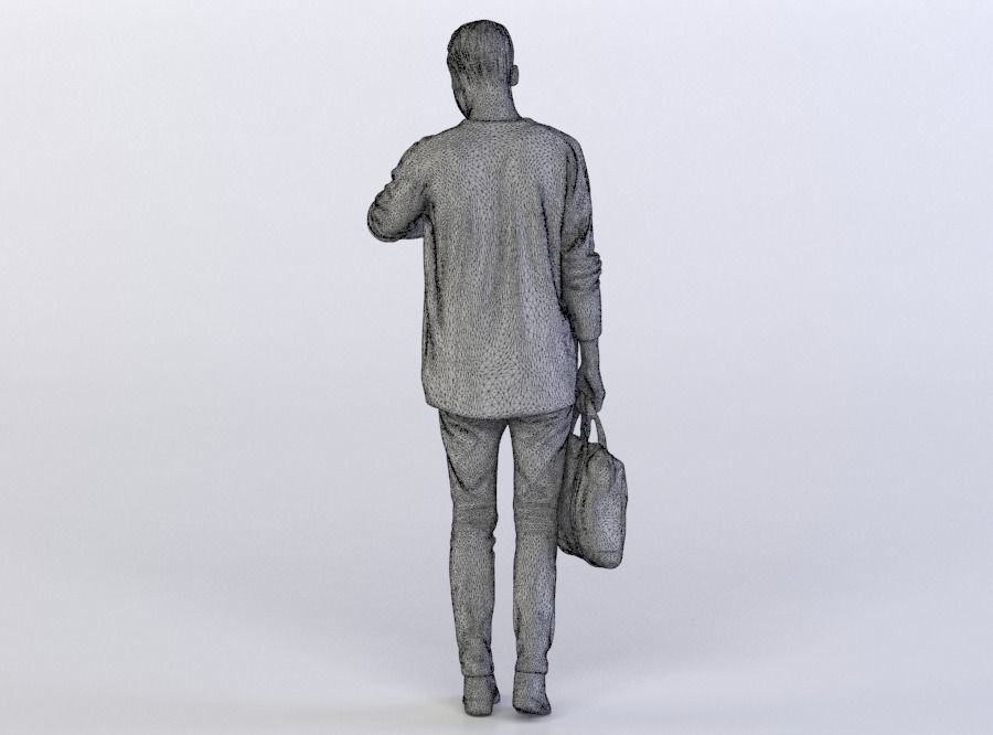 Elias 0458 Man holding a Bag, Lookgin at his Wrist Watch 3D model_6