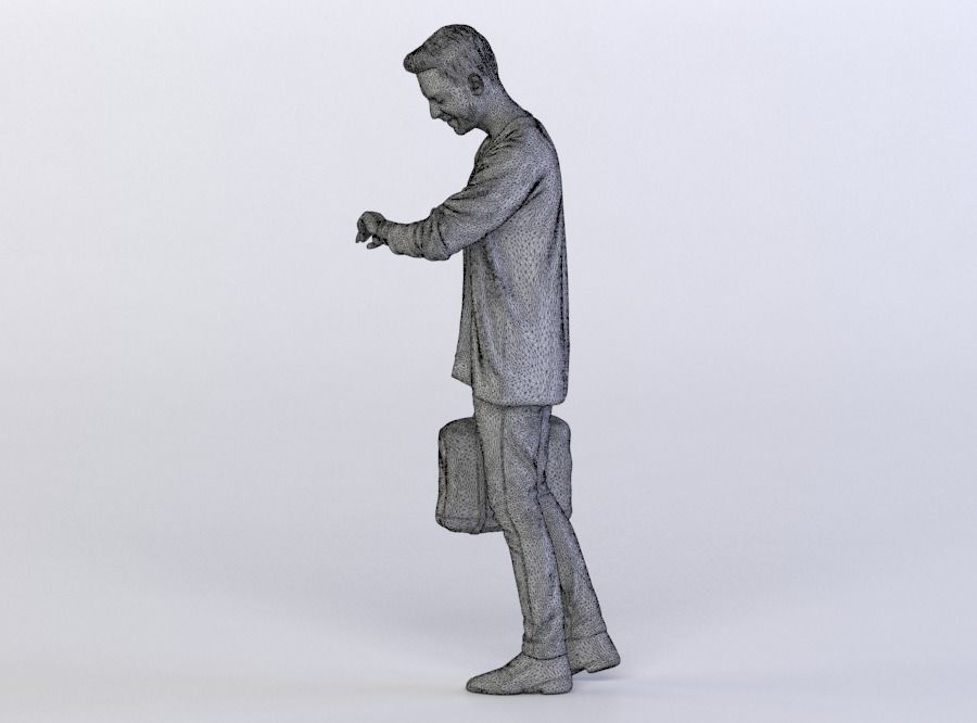 Elias 0458 Man holding a Bag, Lookgin at his Wrist Watch 3D model_5