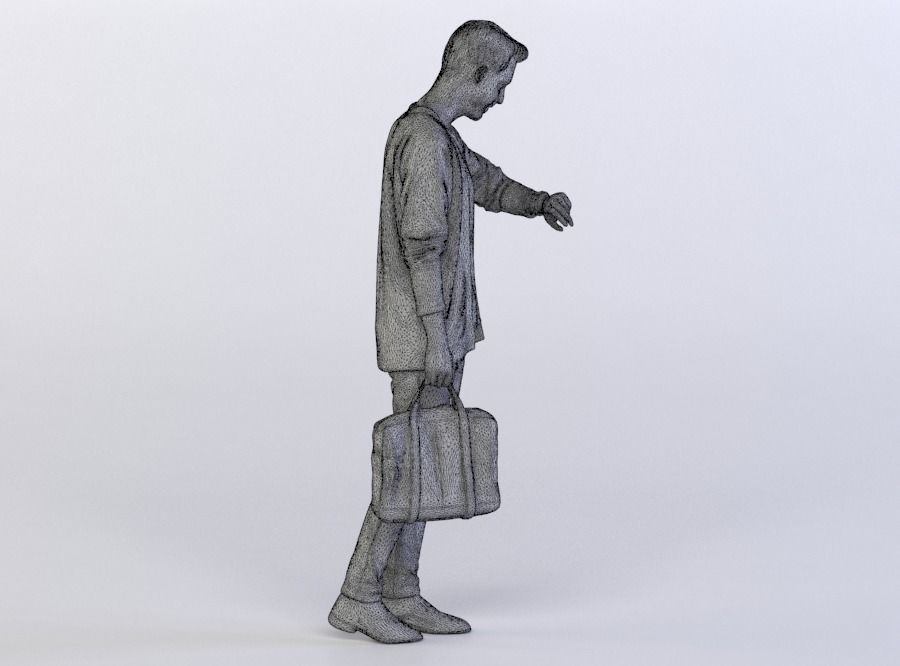 Elias 0458 Man holding a Bag, Lookgin at his Wrist Watch 3D model_7