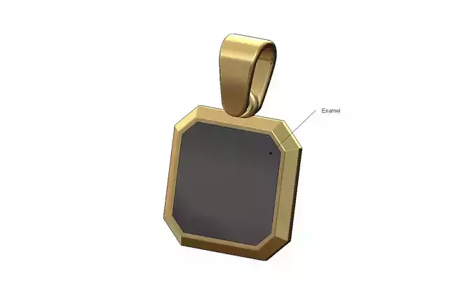 Enamel square emrald shaped pendant charm with bail