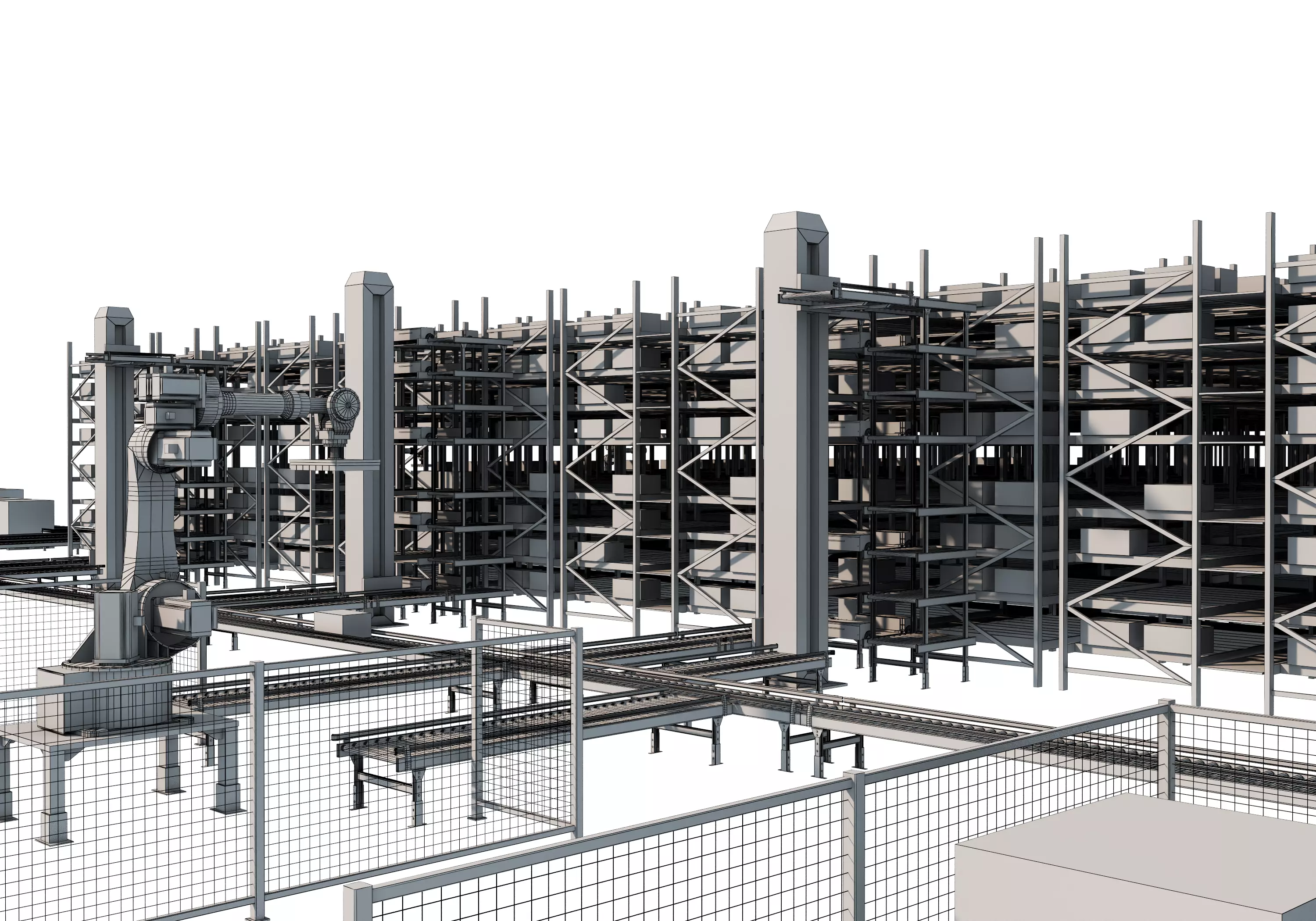Conveyor Belt Scene warehouse Low-poly 3D model_23