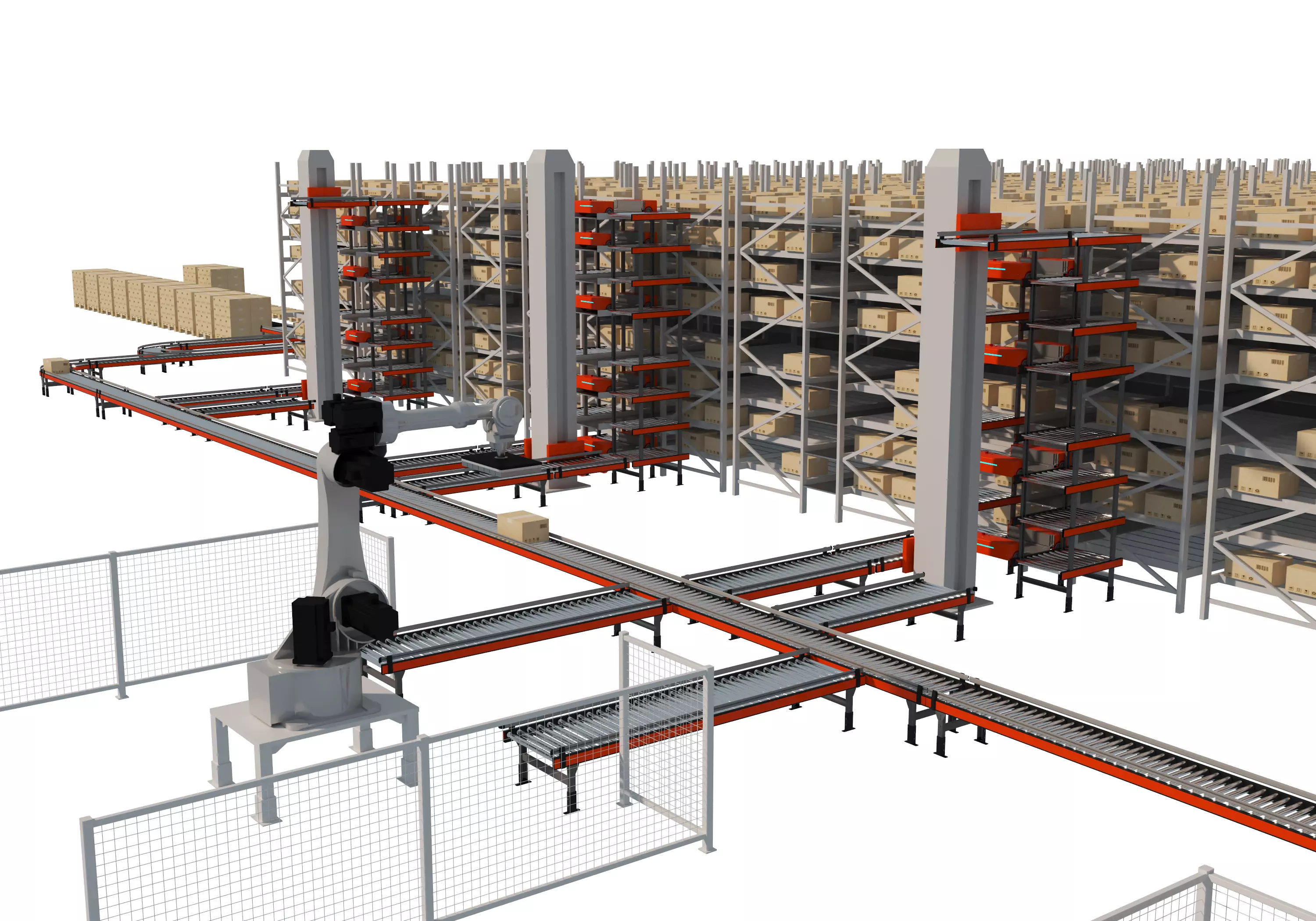 Conveyor Belt Scene warehouse Low-poly 3D model_3