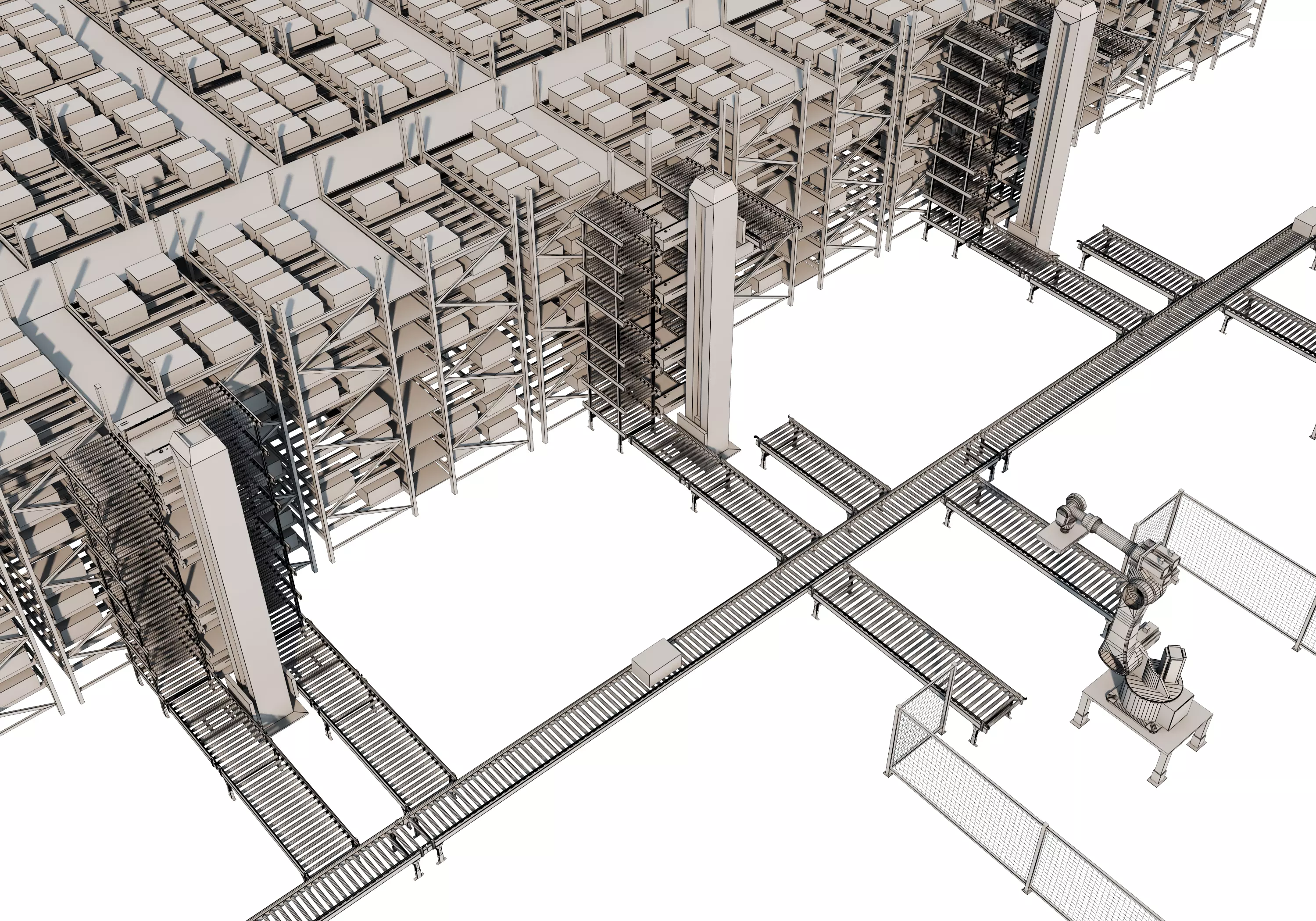 Conveyor Belt Scene warehouse Low-poly 3D model_24
