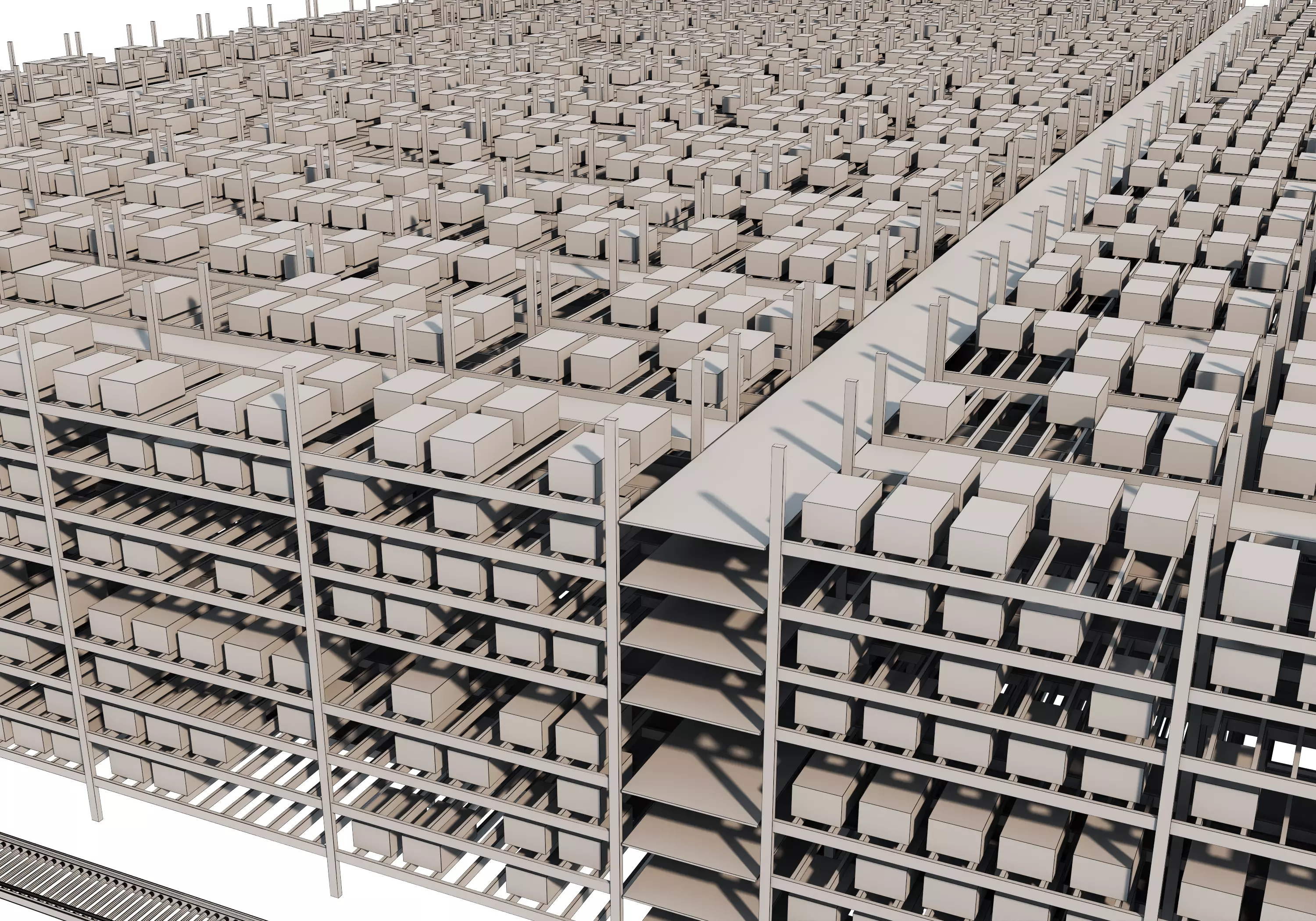 Conveyor Belt Scene warehouse Low-poly 3D model_29