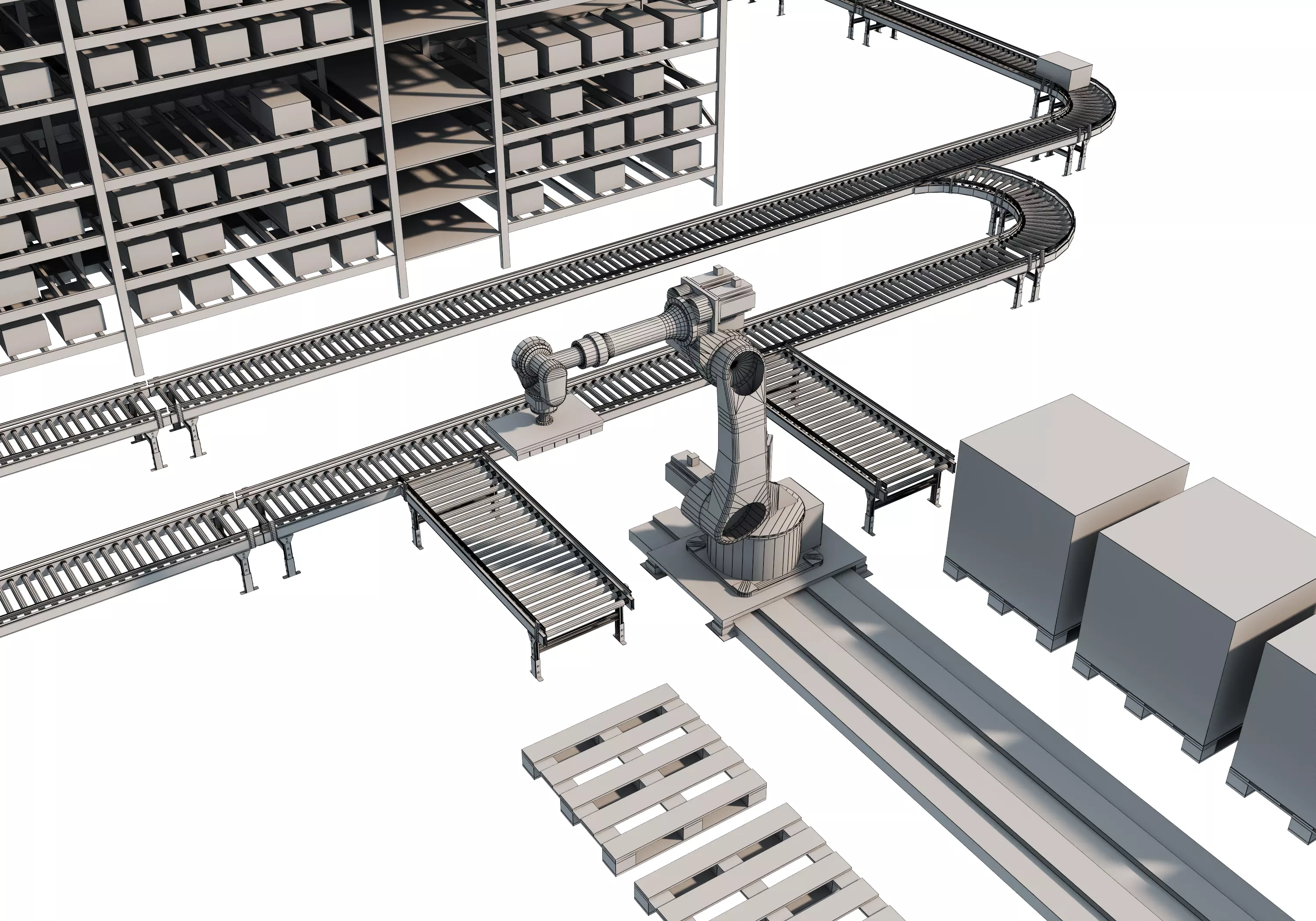 Conveyor Belt Scene warehouse Low-poly 3D model_20