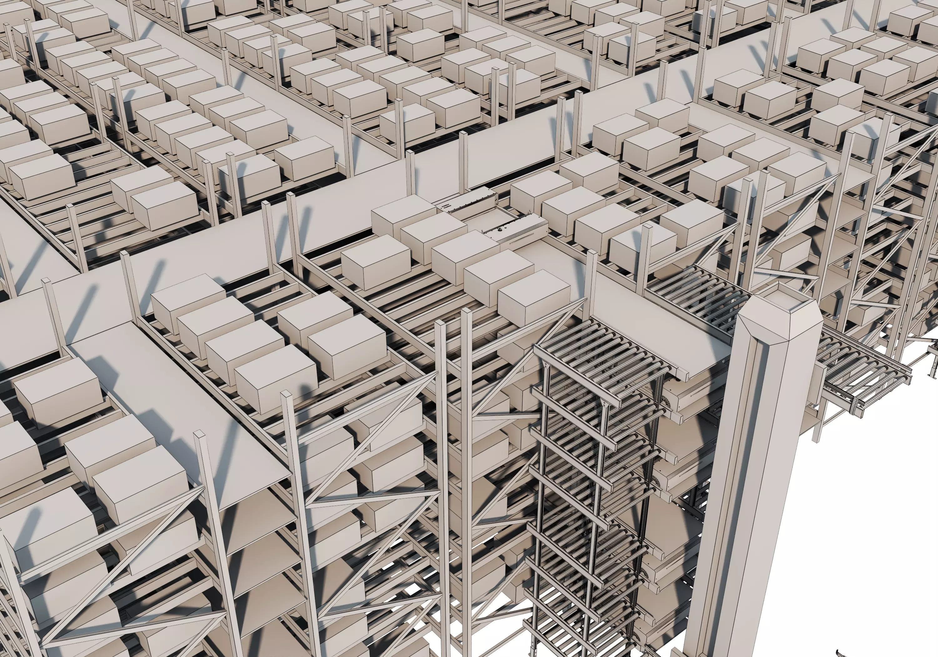 Conveyor Belt Scene warehouse Low-poly 3D model_32