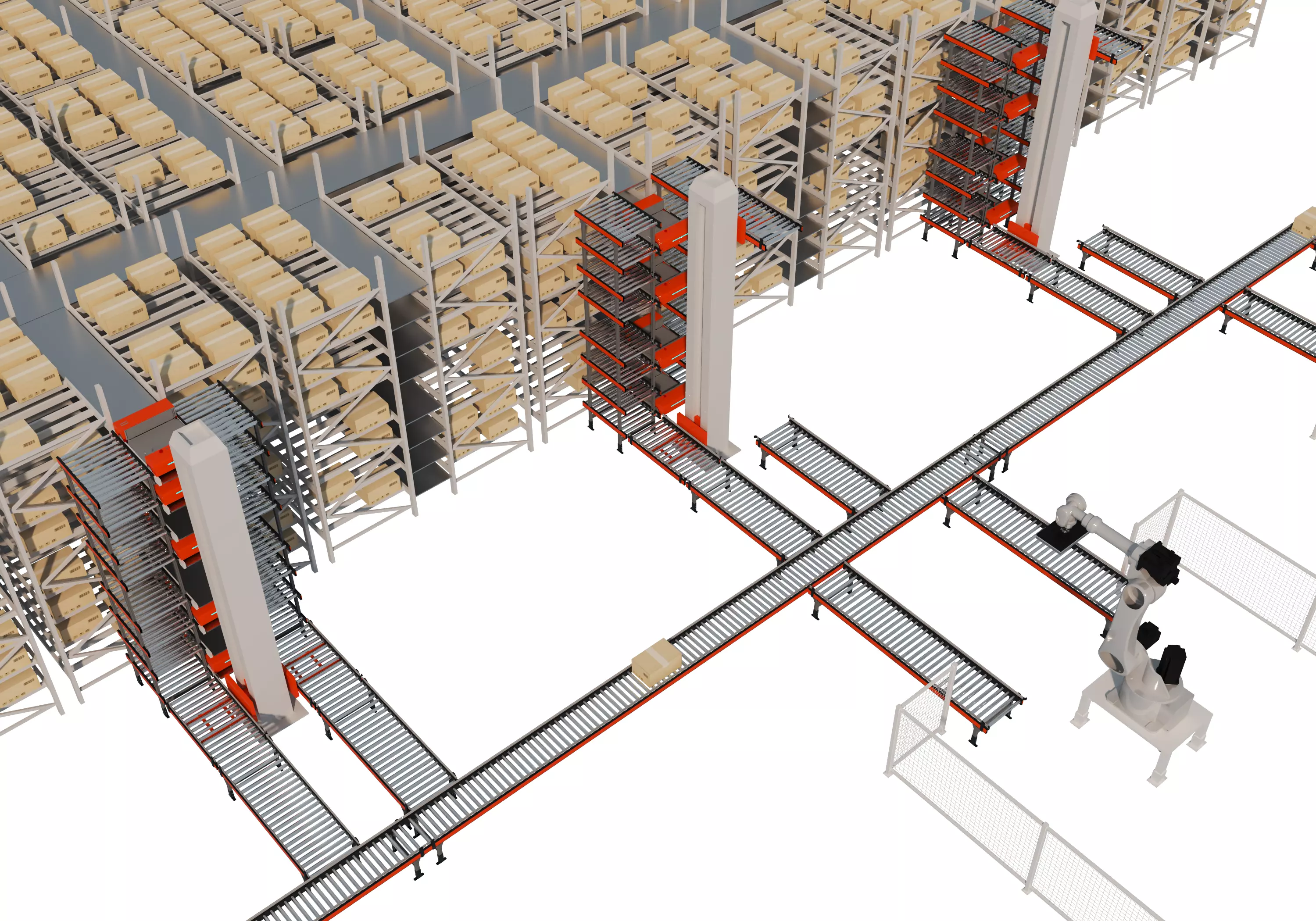 Conveyor Belt Scene warehouse Low-poly 3D model_13