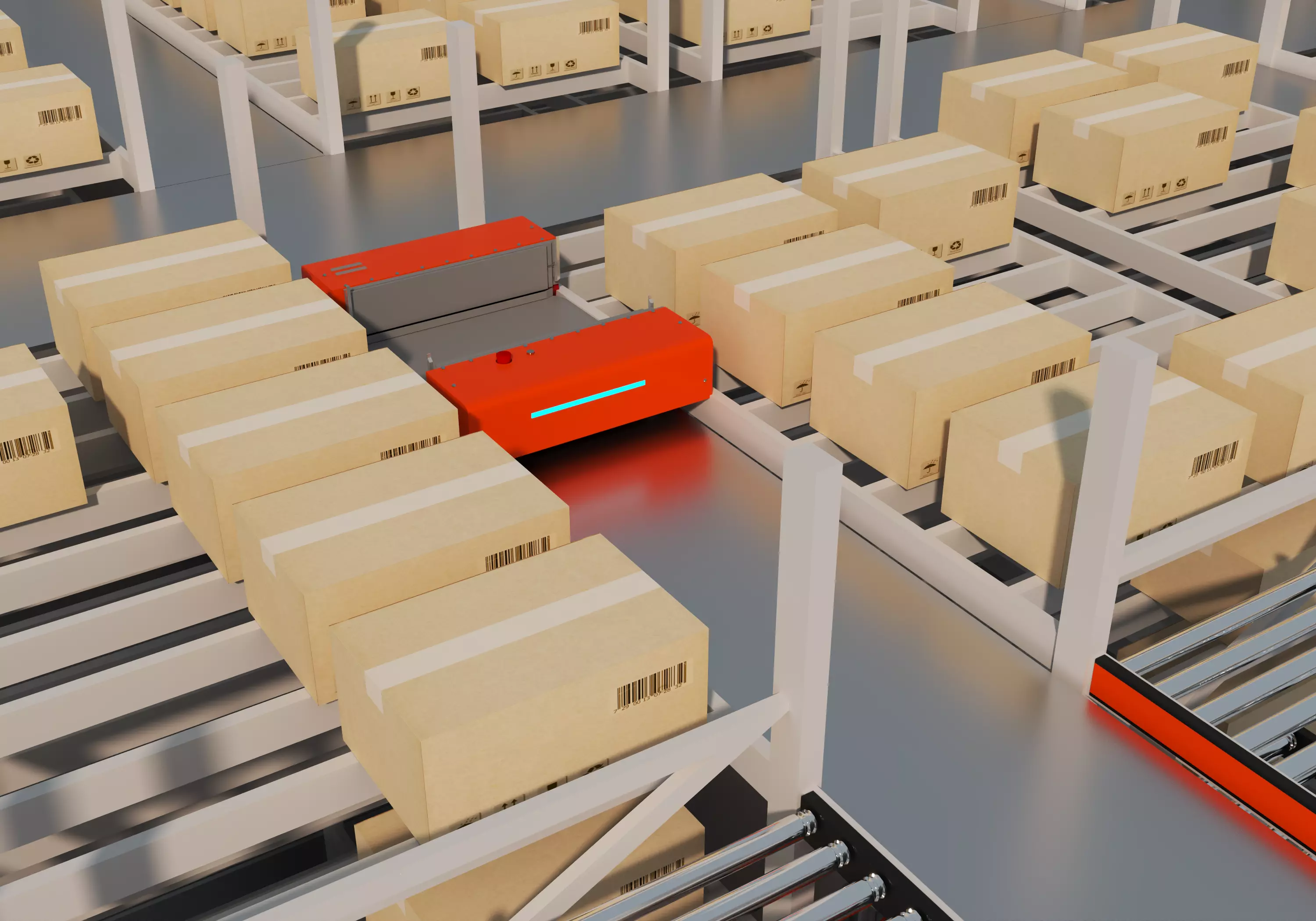 Conveyor Belt Scene warehouse Low-poly 3D model_9